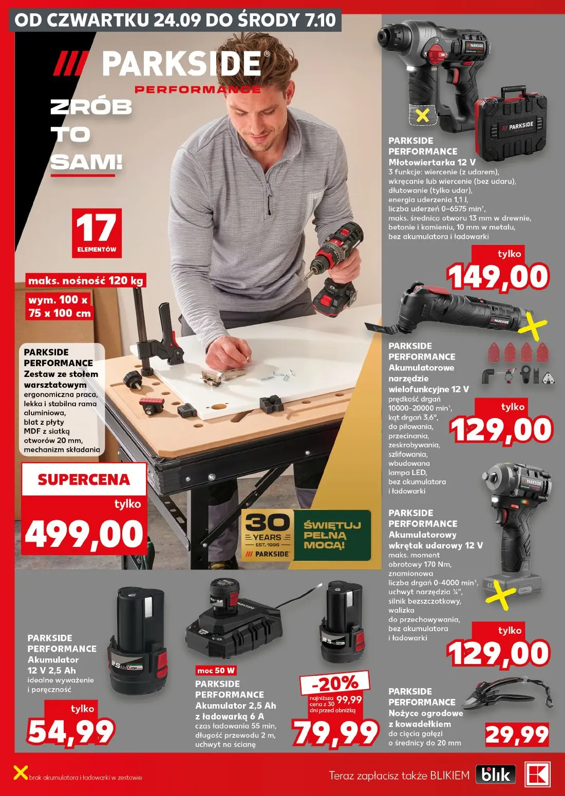 Kaufland gazetka, strona 28 z 30 — Akumulator 2,5 Ah z ładowarką 6 A, Młotowiertarka 12 V, Zestaw ze stołem warsztatowym