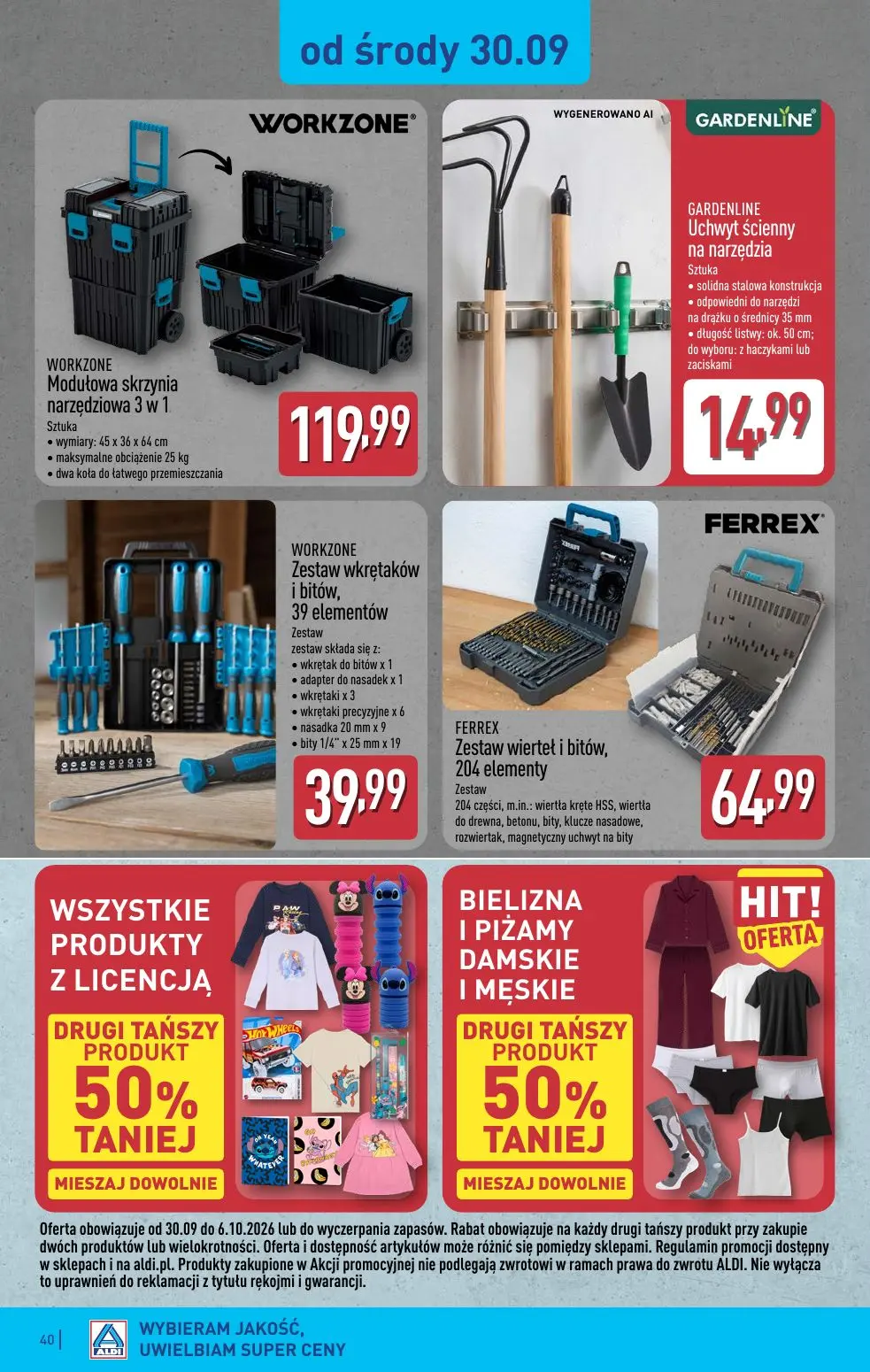 ALDI gazetka, strona 40 z 52 — Modułowa skrzynia narzędziowa 3 w 1, Uchwyt ścienny na narzędzia, Zestaw wkrętaków i bitów