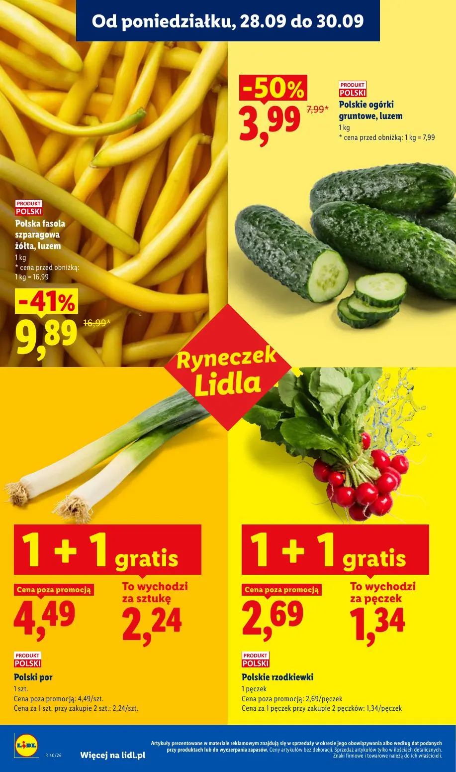 Lidl gazetka, strona 44 z 101 — Polska fasola szparagowa żółta, luzem, Polskie ogórki gruntowe, luzem, Polski por