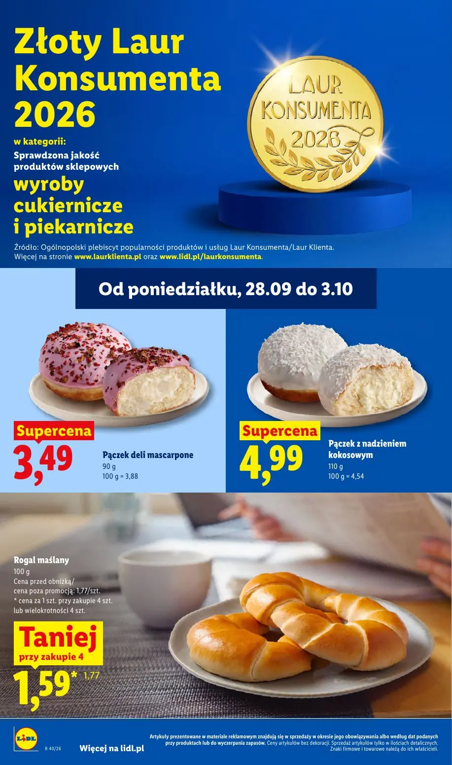 Lidl gazetka, strona 50 z 101 — Rogal maślany, Pączek deli mascarpone, Pączek z nadzieniem kokosowym