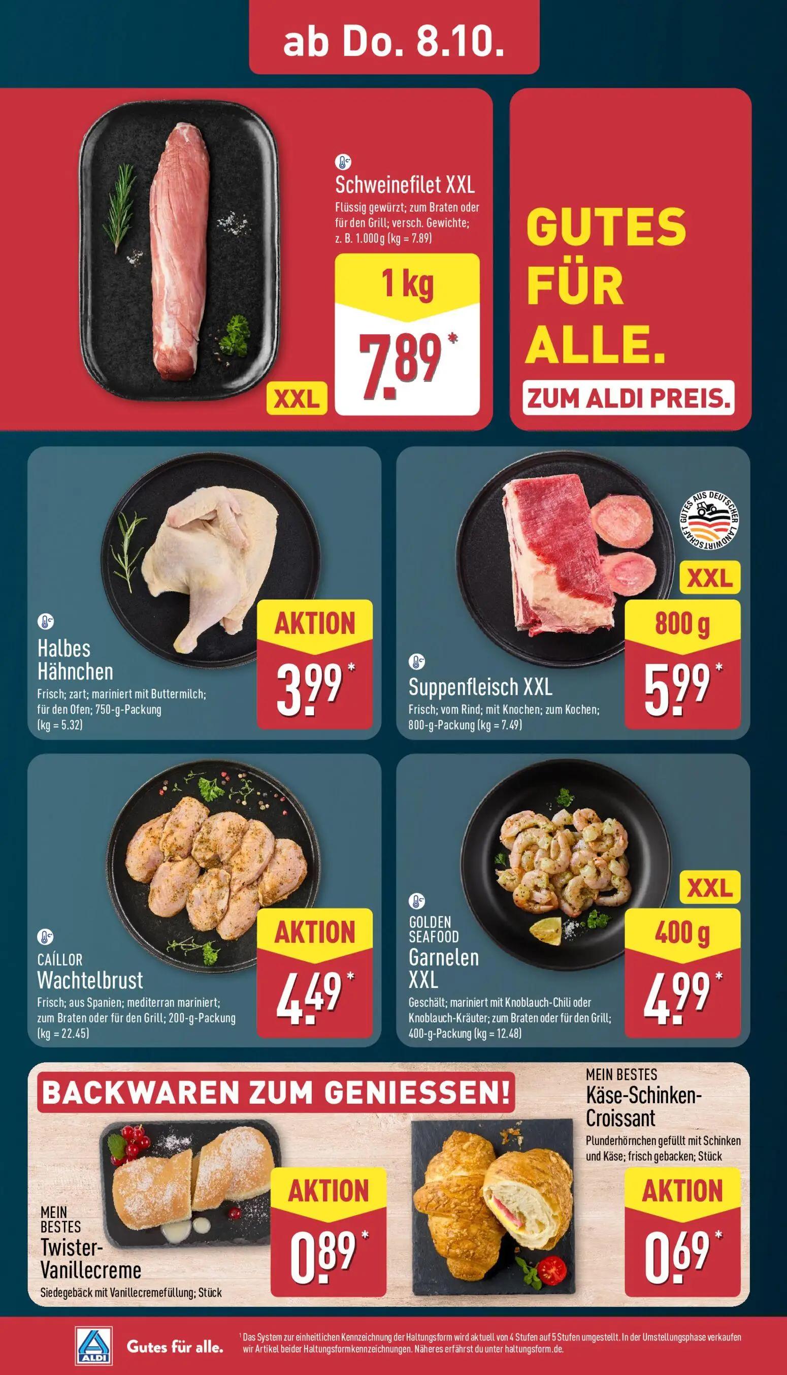 Aldi Nord Prospekt, Seite 30 von 45 — Schweinefilet XXL, Halbes Hähnchen, Suppenfleisch XXL