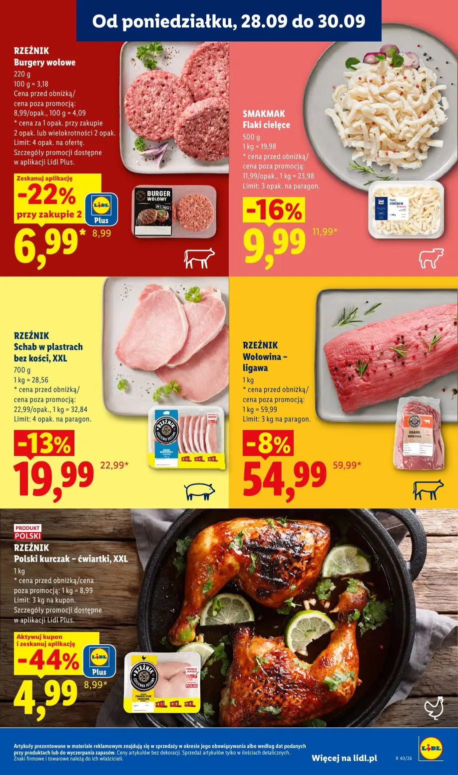 Lidl gazetka, strona 55 z 101 — Wołowina - ligawa, Polski kurczak - ćwiartki, XXL, Schab w plastrach bez kości, XXL