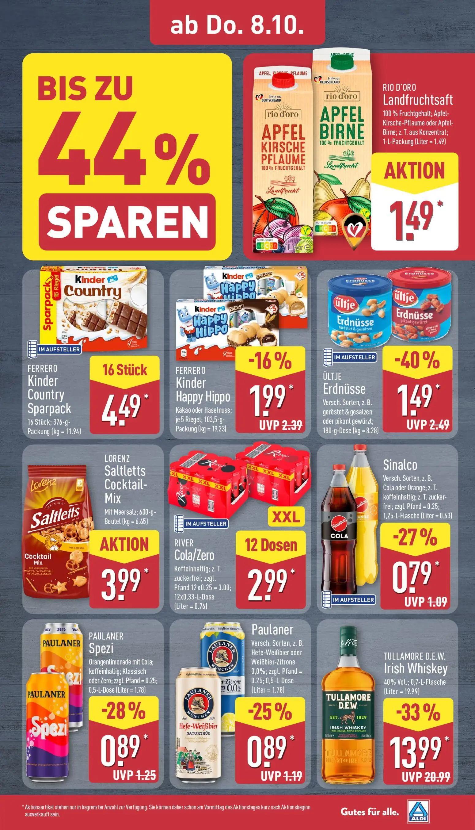 Aldi Nord Prospekt, Seite 33 von 45 — TULLAMORE D.E.W. Irish Whiskey 40% Vol., ÜLTJE Erdnüsse geröstet & gesalzen oder pikan…