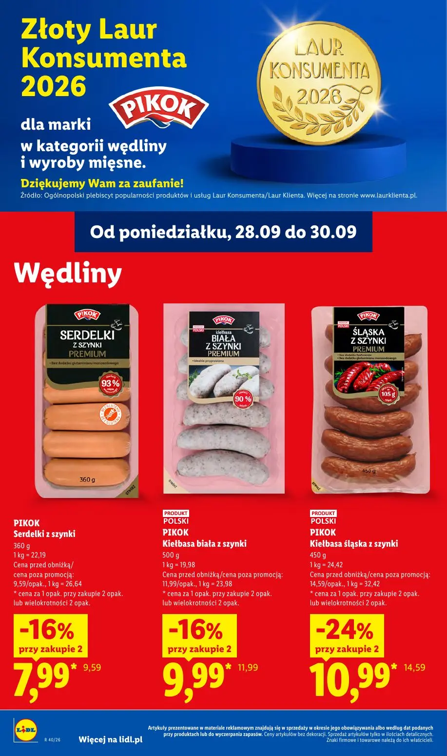Lidl gazetka, strona 56 z 101 — Kiełbasa śląska z szynki, Kiełbasa biała z szynki, Serdelki z szynki