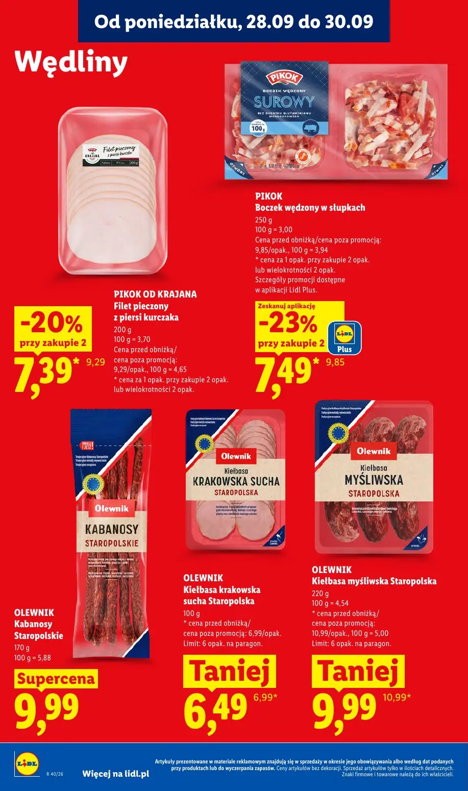 Lidl gazetka, strona 58 z 101 — Boczek wędzony w słupkach, Filet pieczony z piersi kurczaka, Kiełbasa myśliwska Staropolska