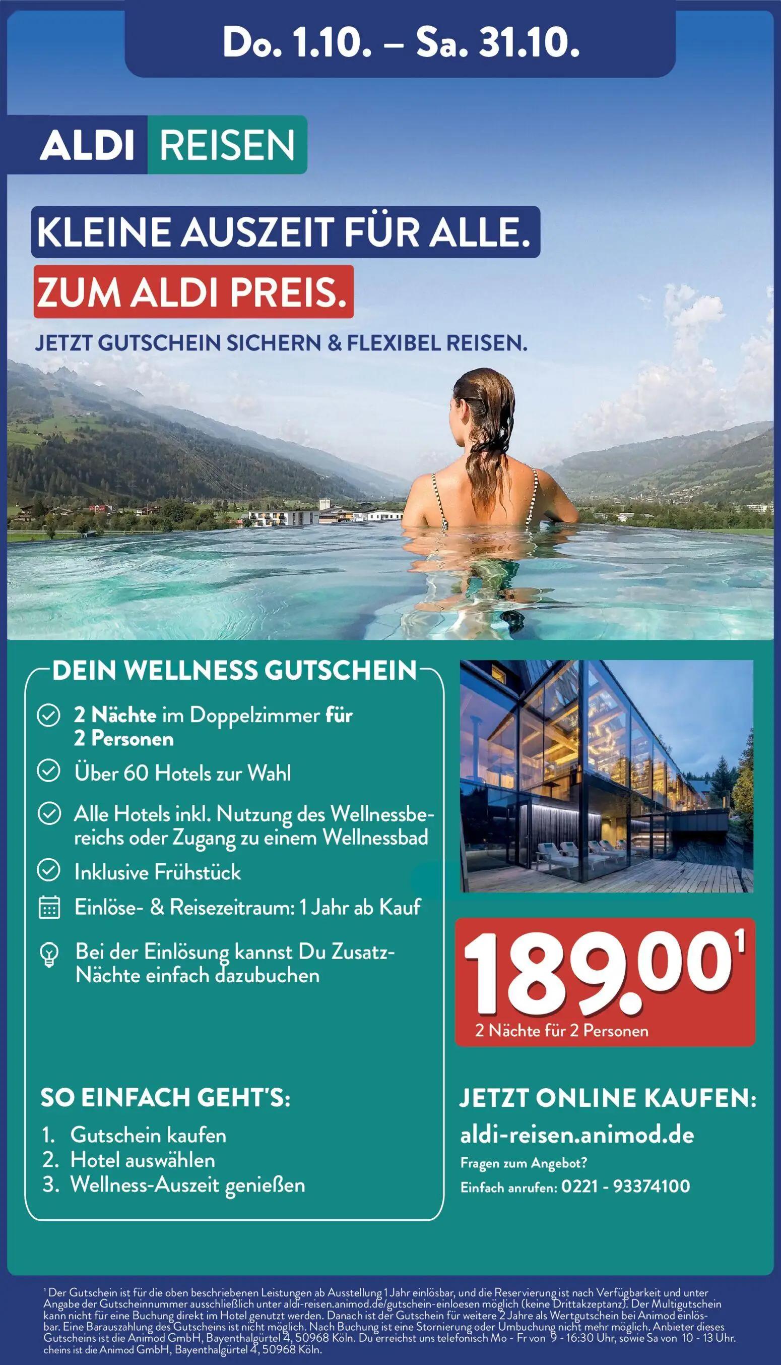 Aldi Nord Prospekt, Seite 43 von 45 — Wellness Gutschein