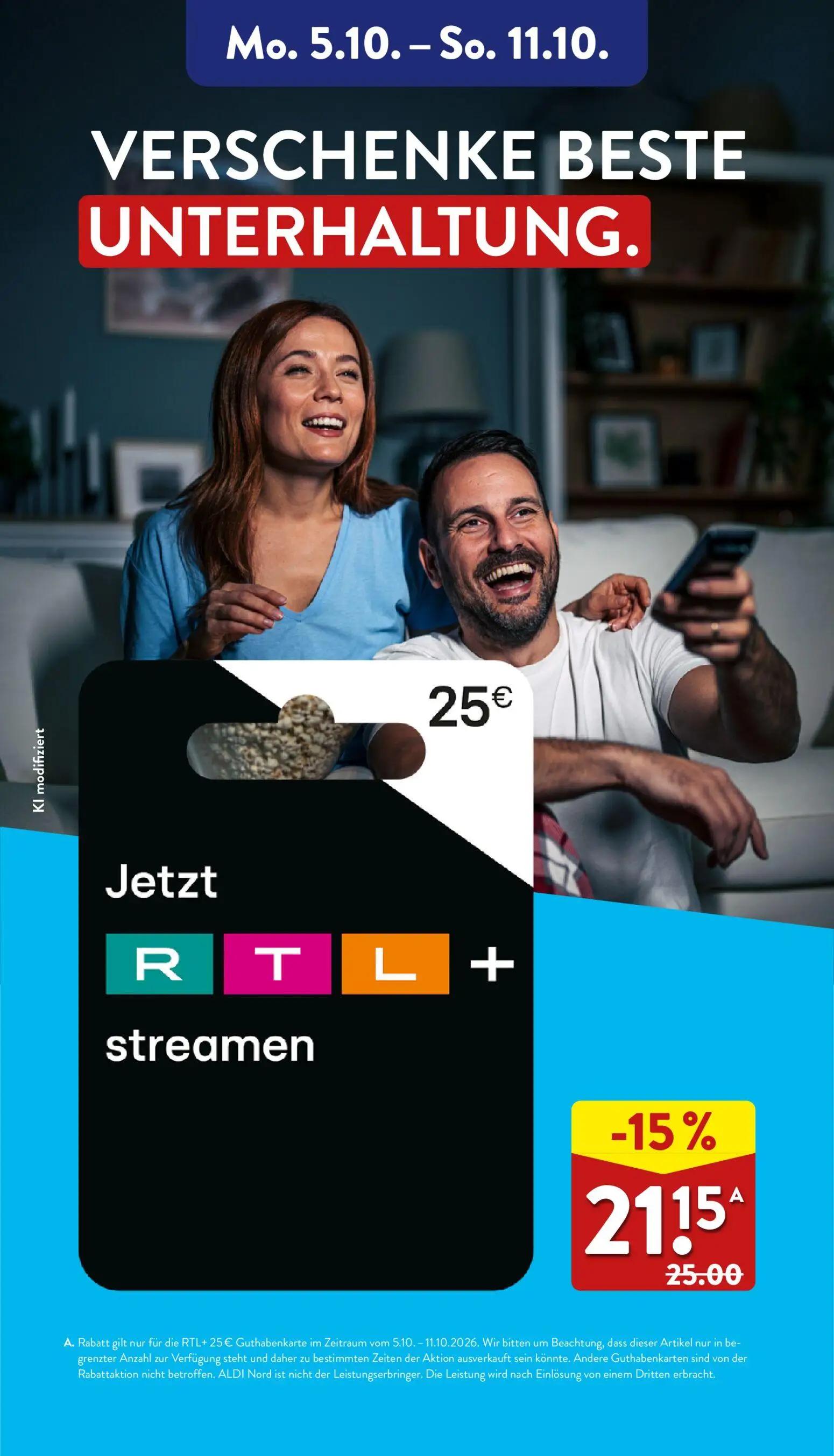 Aldi Nord Prospekt, Seite 44 von 45 — RTL+ Guthabenkarte