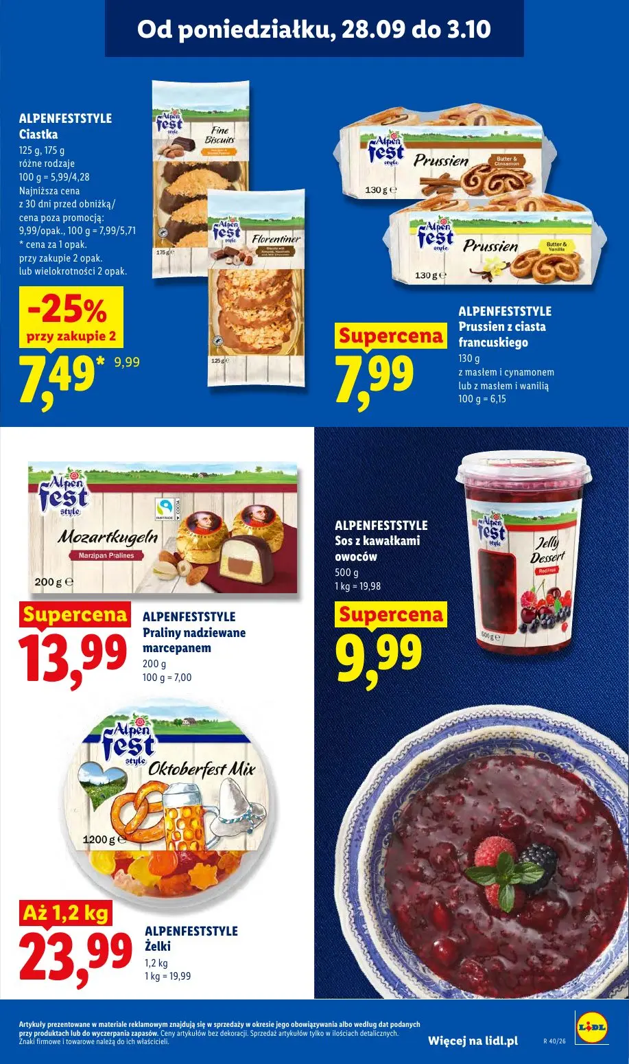 Lidl gazetka, strona 69 z 101 — ALPENFESTSTYLE Ciastka, ALPENFESTSTYLE Prussien z ciasta francuskiego, ALPENFESTSTYLE Pralin…