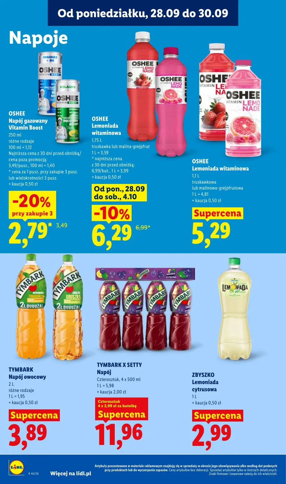 Lidl gazetka, strona 80 z 101 — OSHEE Napój gazowany Vitamin Boost, OSHEE Lemoniada witaminowa truskawka lub malina-grejpfru…