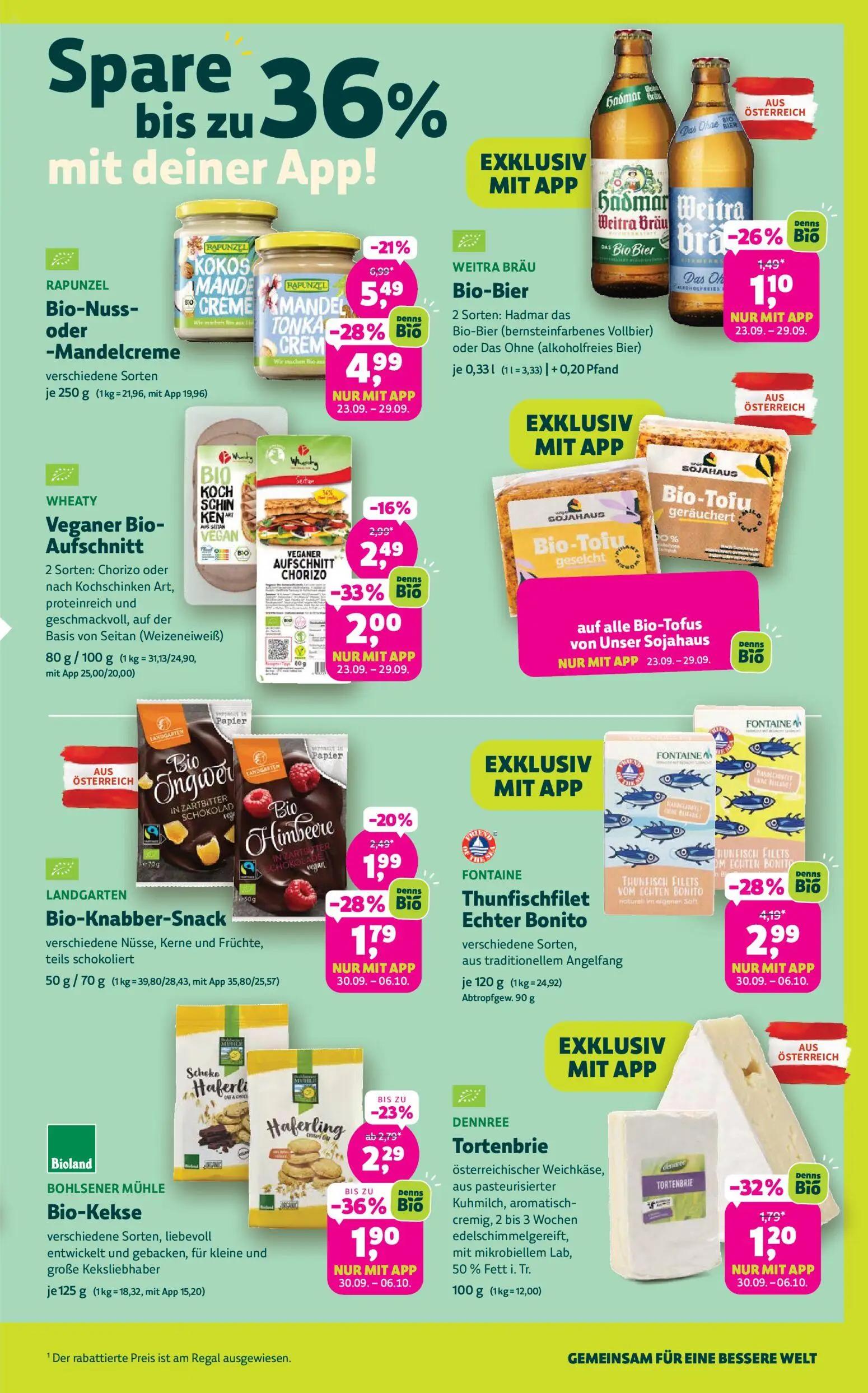 Denns BioMarkt Prospekt, Seite 3 von 14 — Bio-Nuss- oder -Mandelcreme, Thunfischfilet Echter Bonito, Veganer Bio-Aufschnitt