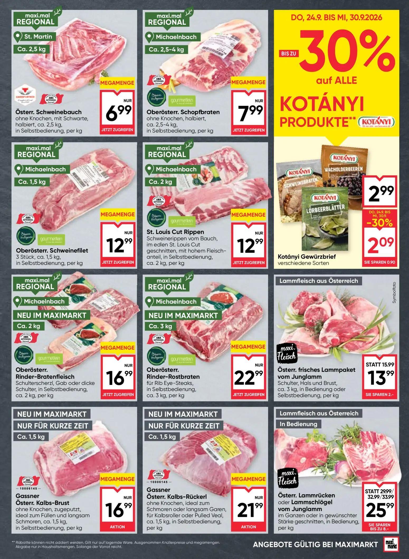 Maximarkt Prospekt, Seite 3 von 28 — Österr. Lammrücken oder Lammschlögel vom Junglamm, Österr. frisches Lammpaket vom Jungl…