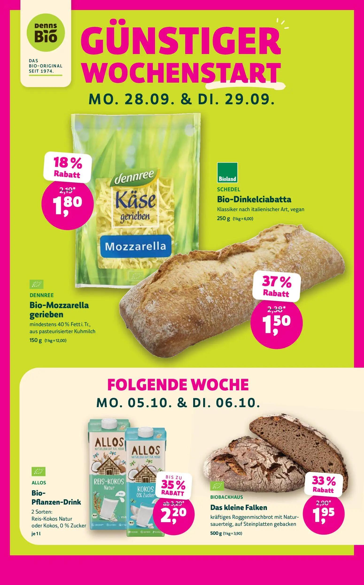 Denns BioMarkt Prospekt, Seite 5 von 14 — ALLOS Bio-Pflanzen-Drink, Das kleine Falken, Bio-Dinkelciabatta