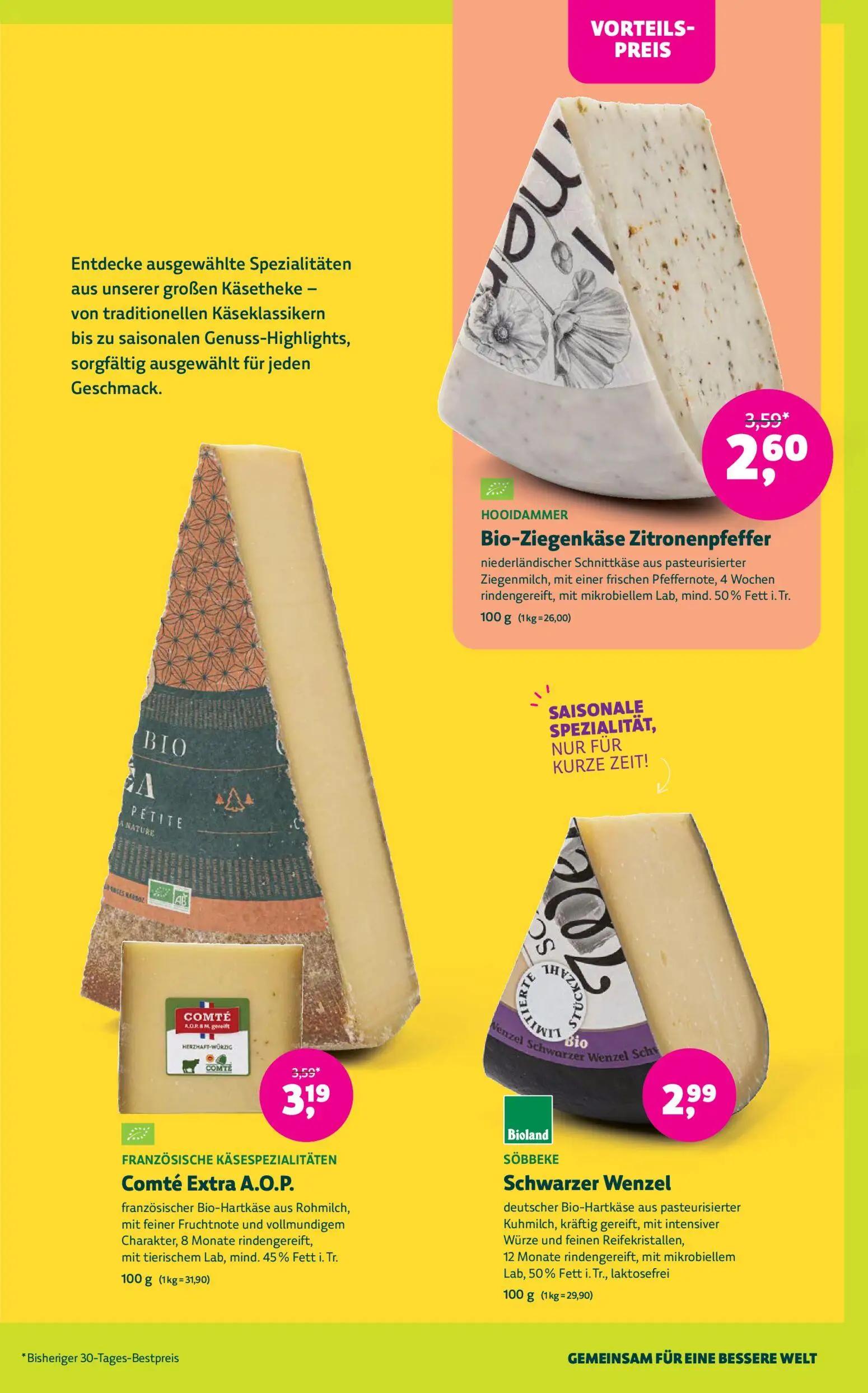 Denns BioMarkt Prospekt, Seite 7 von 14 — Bio-Ziegenkäse Zitronenpfeffer, Comté Extra A.O.P., Schwarzer Wenzel