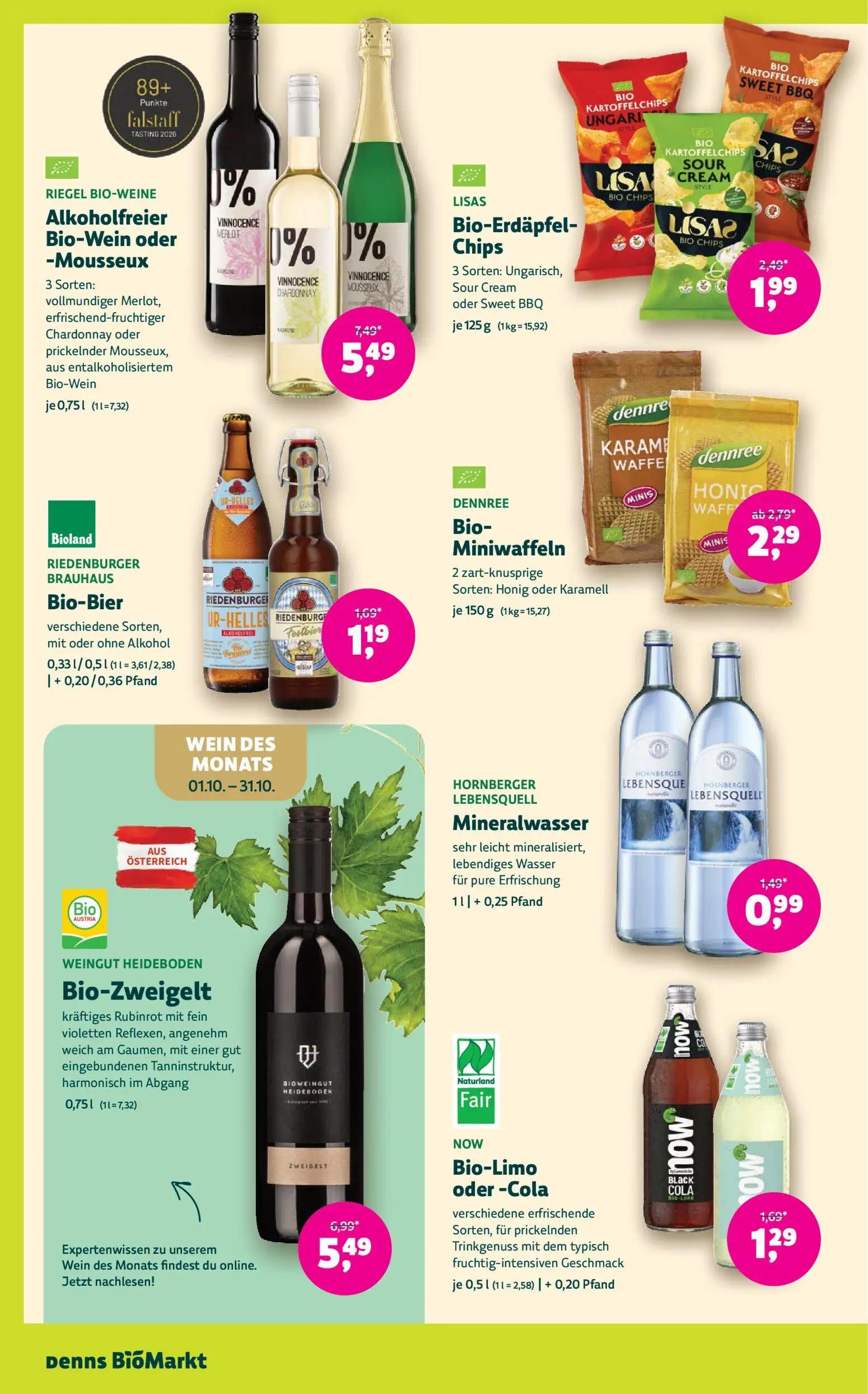 Denns BioMarkt Prospekt, Seite 12 von 14 — Alkoholfreier Bio-Wein oder -Mousseux, Bio-Zweigelt, Bio-Erdäpfel-Chips