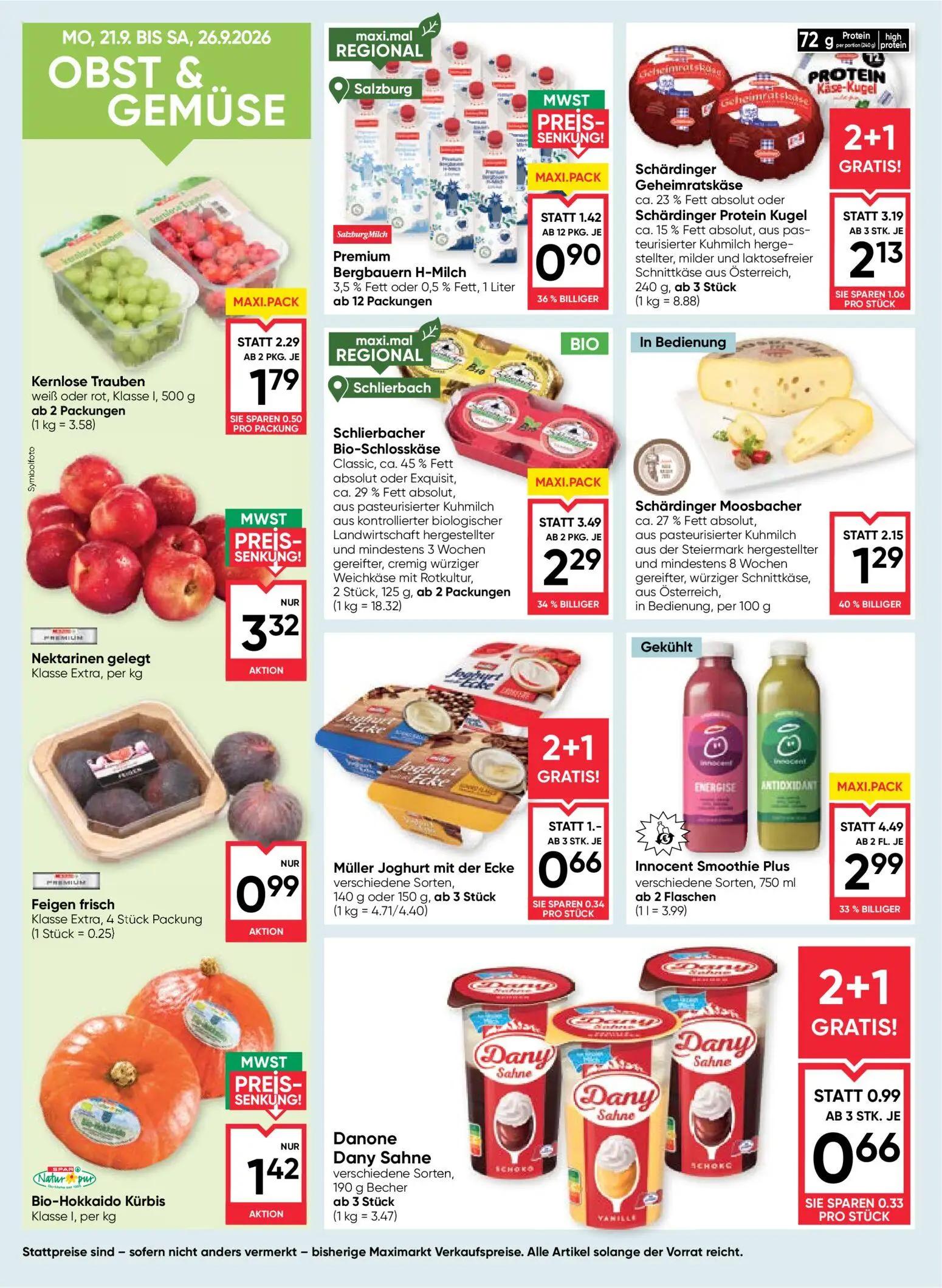 Maximarkt Prospekt, Seite 10 von 28 — Innocent Smoothie Plus, Schlierbacher Bio-Schlosskäse, Schärdinger Geheimratskäse oder…