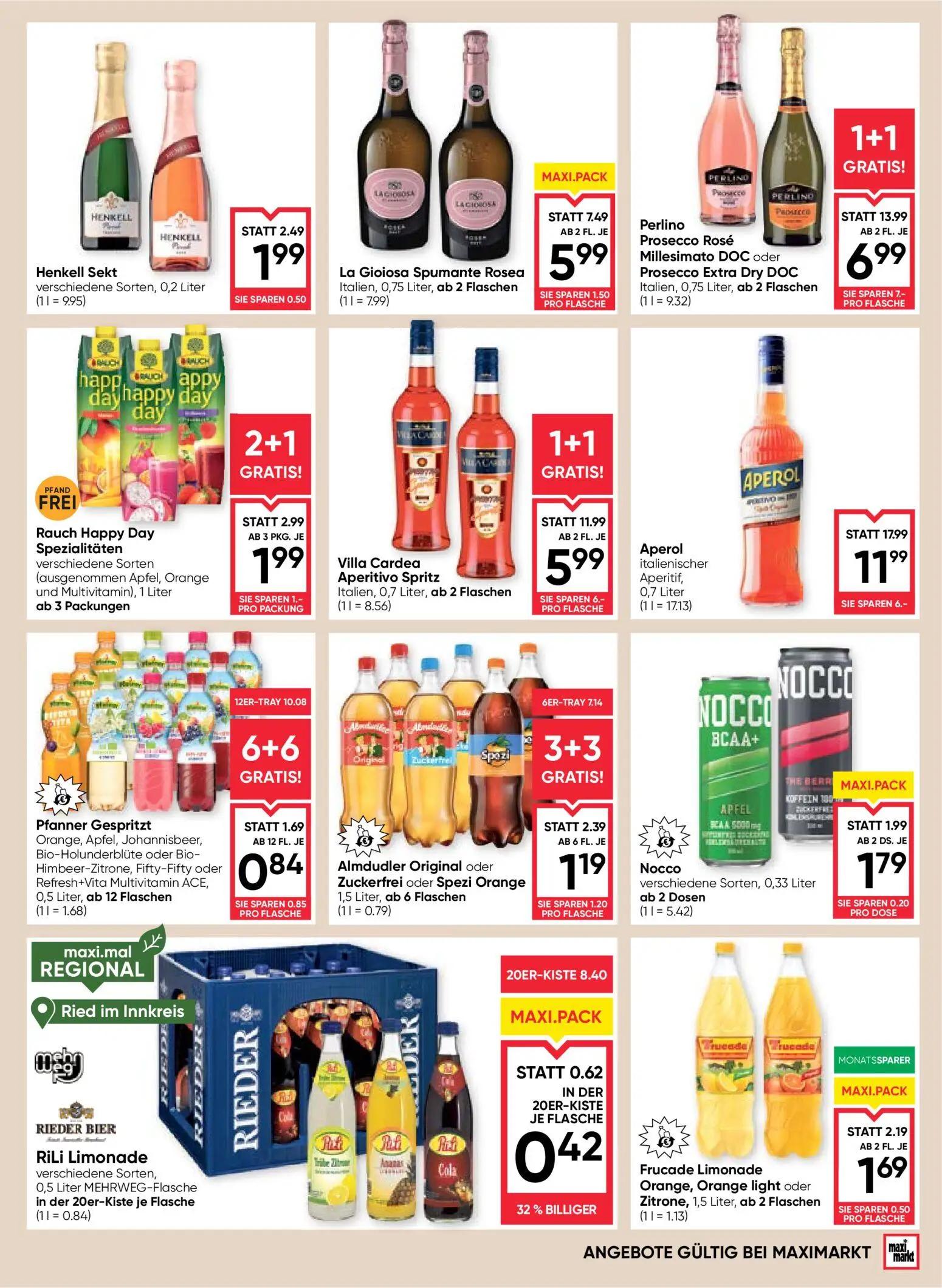 Maximarkt Prospekt, Seite 13 von 28 — Perlino Prosecco Rosé Millesimato DOC oder Prosecco Extra Dry DOC, Villa Cardea Aperit…