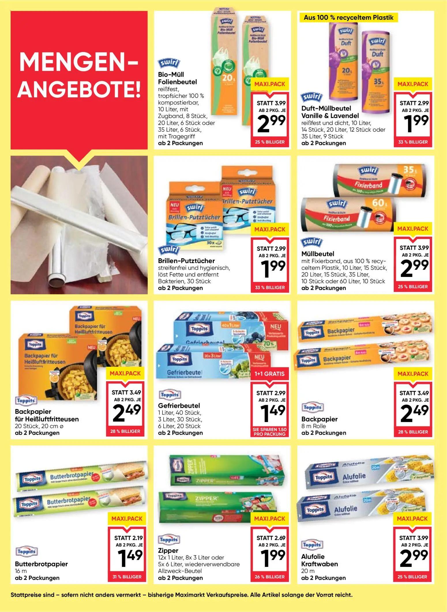 Maximarkt Prospekt, Seite 18 von 28 — Toppits Gefrierbeutel, swirl Bio-Müll Folienbeutel reißfest, tropfsicher 100% komposti…