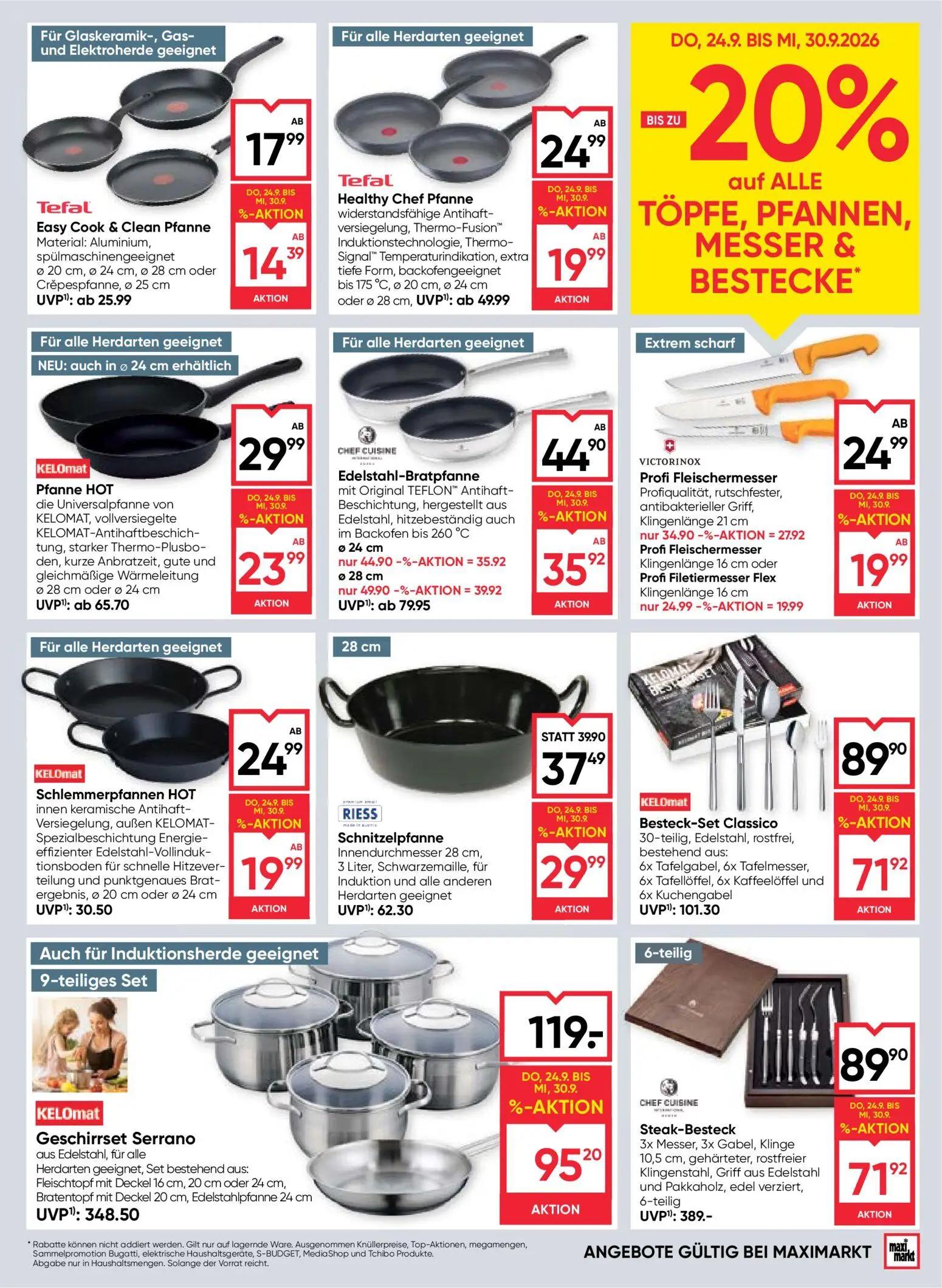 Maximarkt Prospekt, Seite 23 von 28 — KELOmat Geschirrset Serrano, Edelstahl-Bratpfanne, KELOmat Pfanne HOT