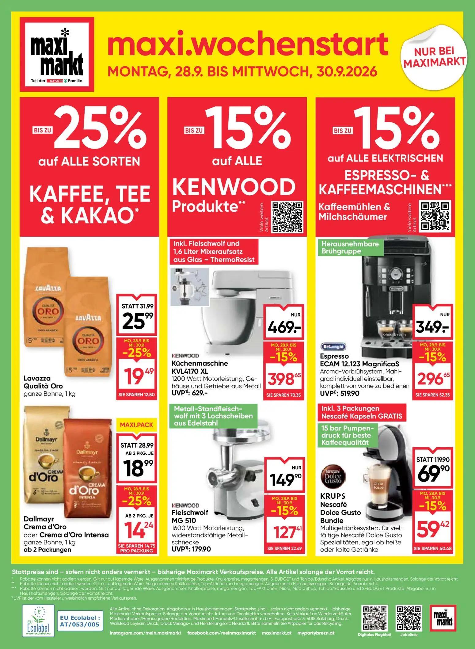 Maximarkt Prospekt, Seite 28 von 28 — KENWOOD Küchenmaschine KVL4170 XL, KRUPS Nescafé Dolce Gusto Bundle Multigetränkesyste…