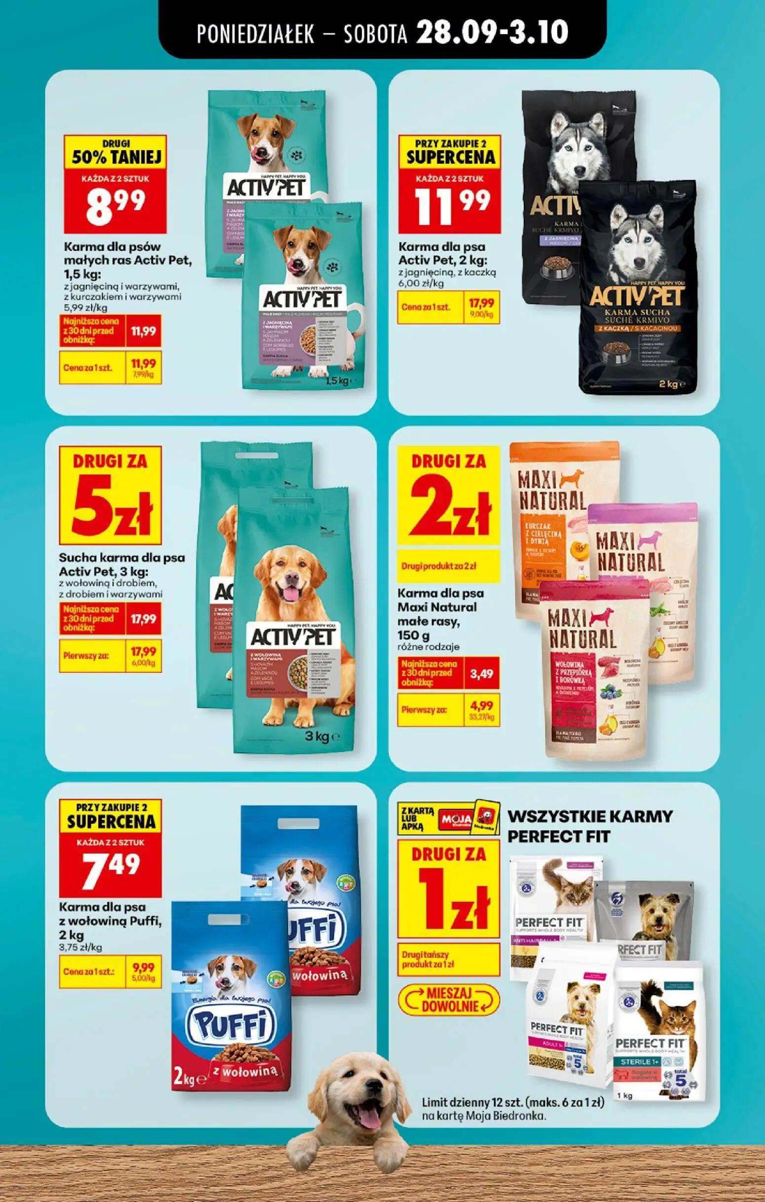 Biedronka gazetka, strona 3 z 5 — Sucha karma dla psa Activ Pet, z wołowiną i drobiem, z drobiem i warzywami, Karma dla psów…