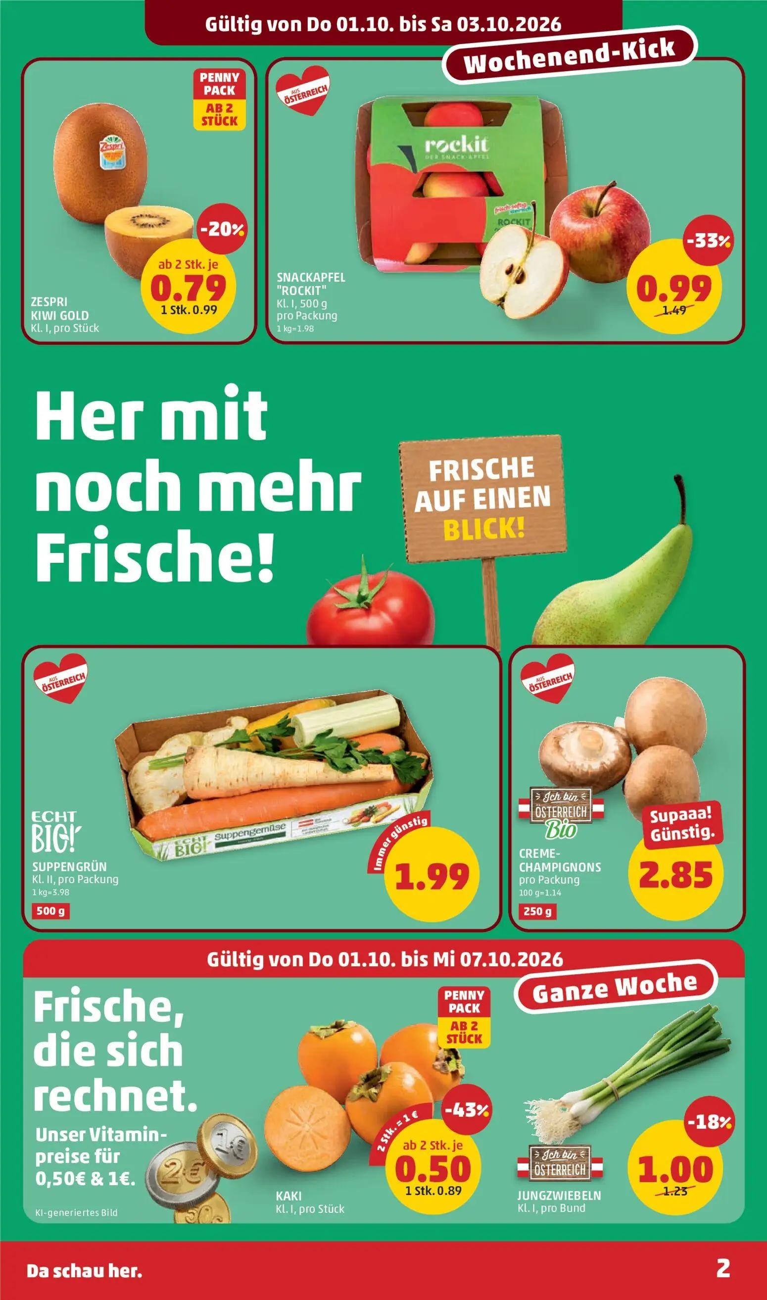 PENNY Prospekt, Seite 2 von 32 — SNACKAPFEL "ROCKIT", KAKI, JUNGZWIEBELN