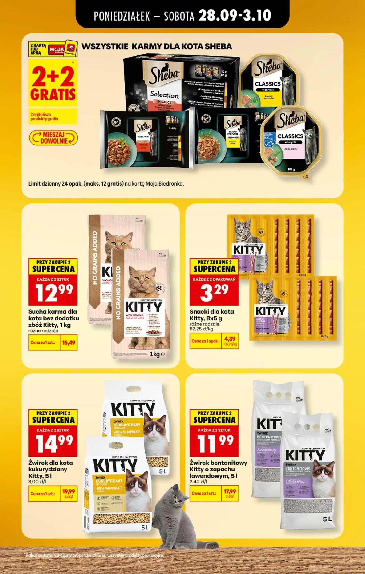 Biedronka gazetka, strona 5 z 5 — Żwirek bentonitowy Kitty o zapachu lawendowym, Żwirek dla kota kukurydziany Kitty, Sucha k…
