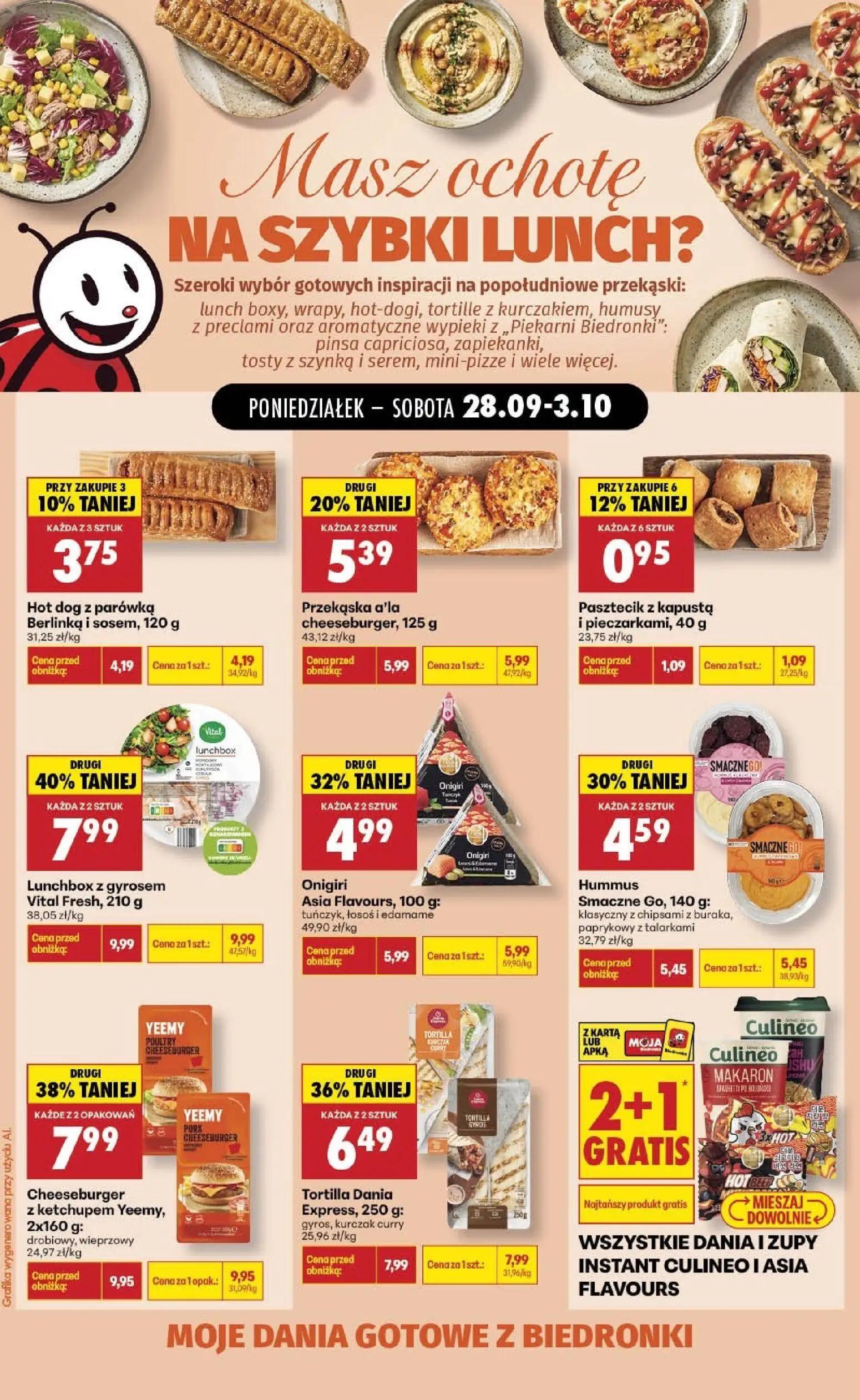 Biedronka gazetka, strona 5 z 5 — Lunchbox z gyrosem Vital Fresh, Cheeseburger z ketchupem Yeemy: drobiowy, wieprzowy, Torti…
