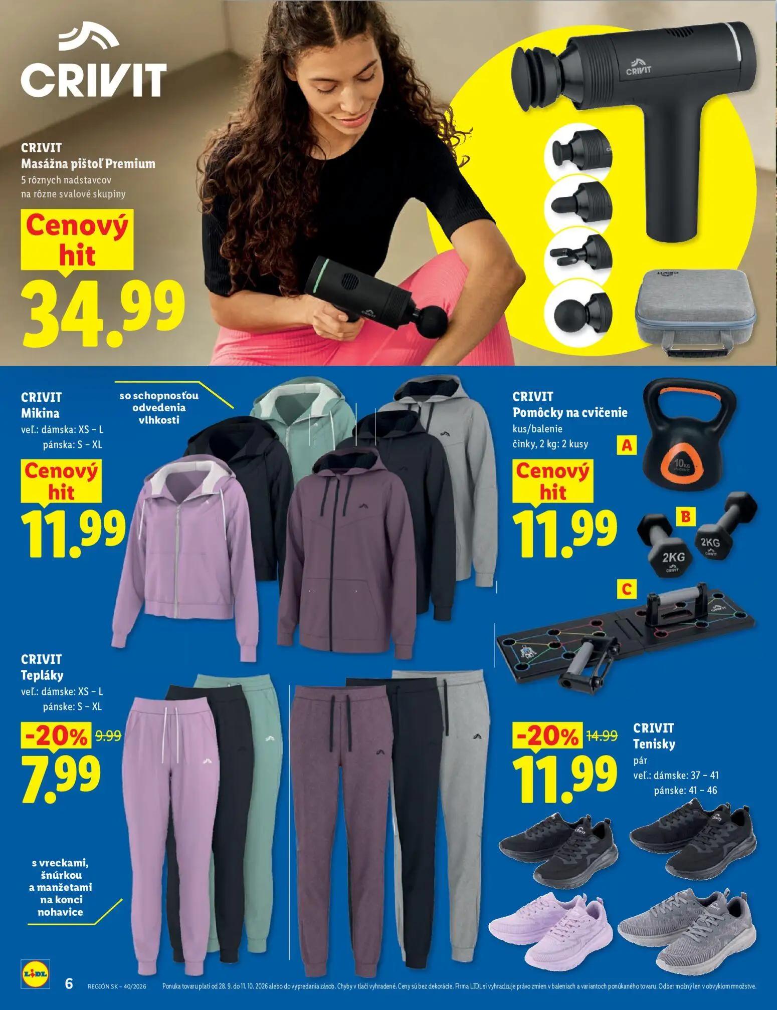 Lidl leták, strana 6 z 8 — Tenisky, Tepláky, Masážna pištoľ Premium