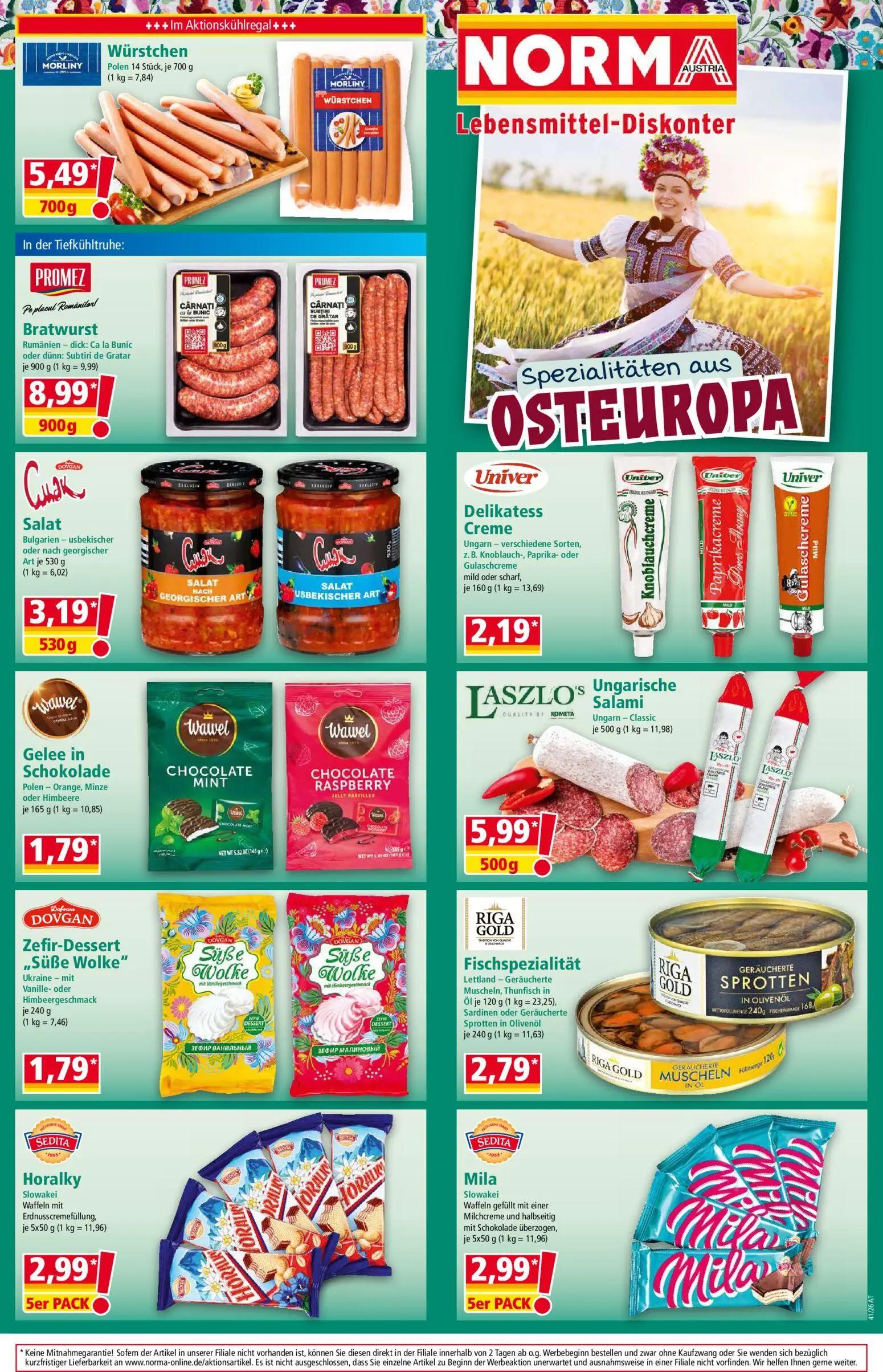 Norma Prospekt, Seite 15 von 20 — Wur̈stchen, Bratwurst, Delikatess Creme