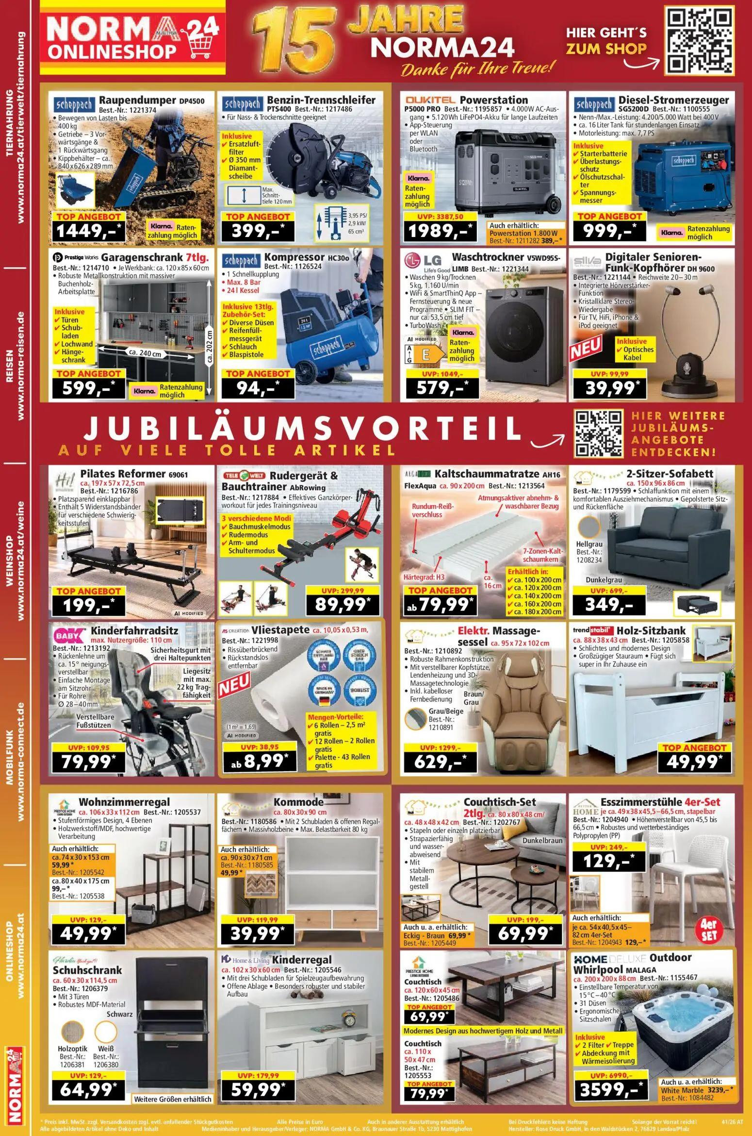 Norma Prospekt, Seite 20 von 20 — Outdoor Whirlpool MALAGA, Powerstation P5000 PRO, Elektr. Massage-sessel