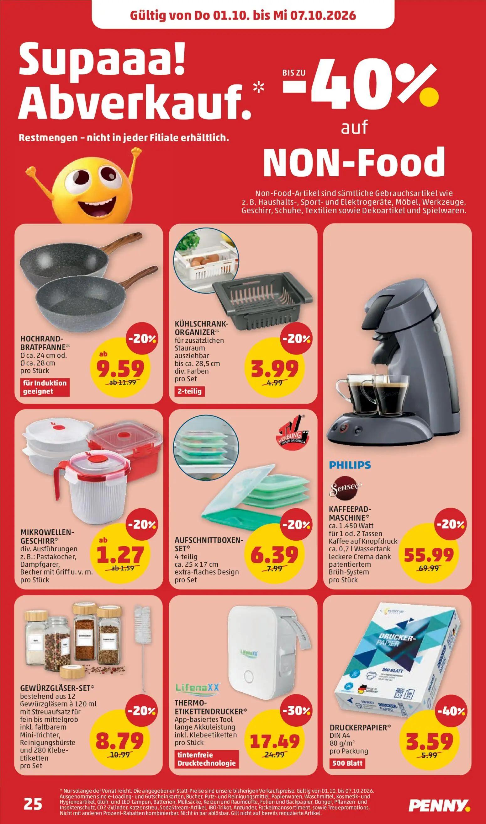 PENNY Prospekt, Seite 25 von 32 — KAFFEEPAD-MASCHINE, THERMO-ETIKETTENDRUCKER, HOCHRAND-BRATPFANNE