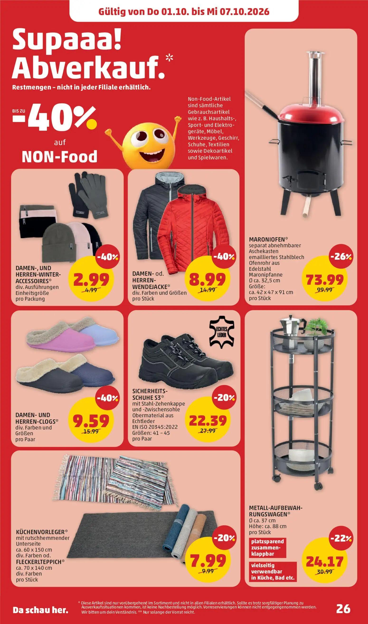 PENNY Prospekt, Seite 26 von 32 — MARONIOFEN, METALL-AUFBEWAH-RUNGSWAGEN, DAMEN- UND HERREN-CLOGS