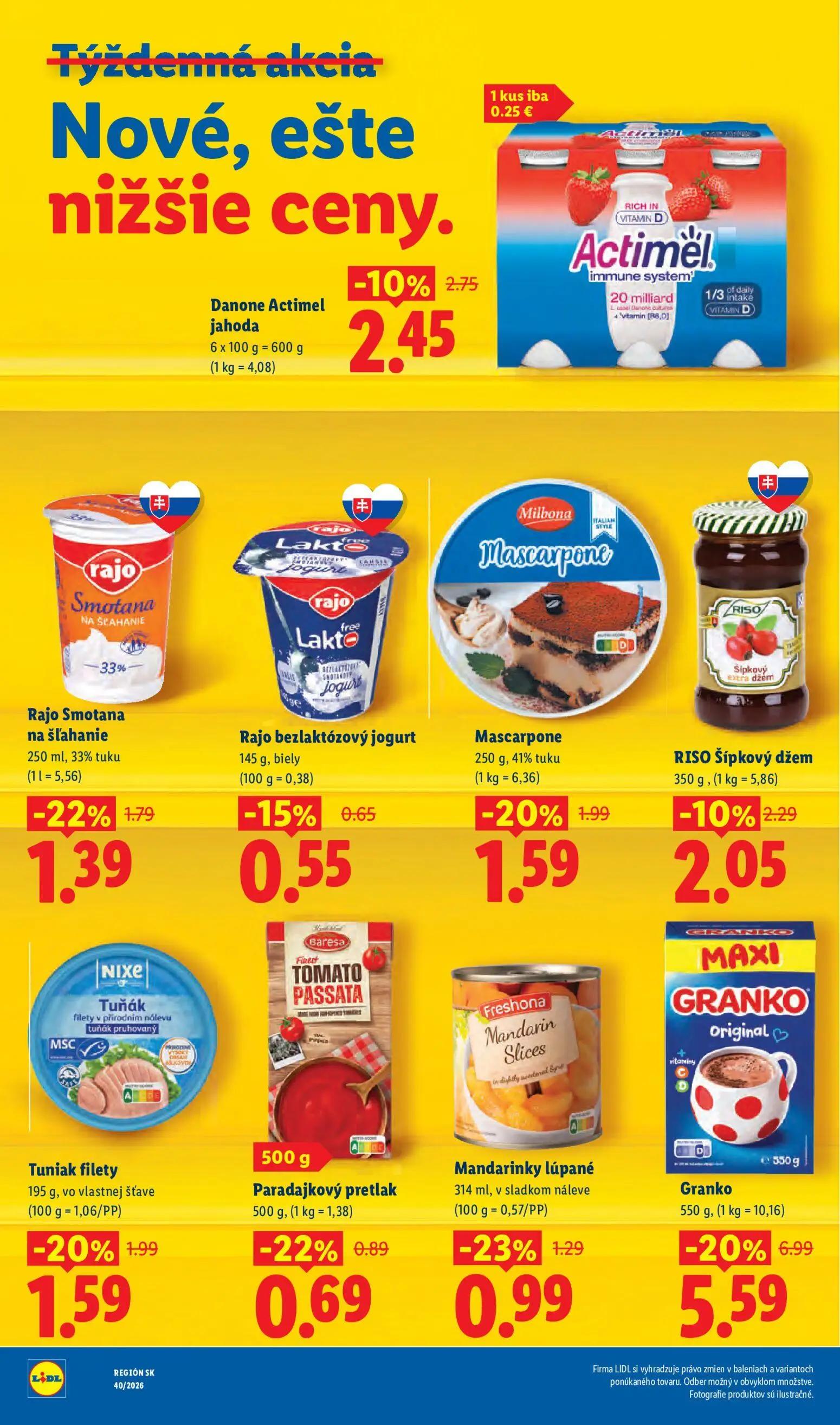 Lidl leták, strana 6 z 100 — Granko, Rajo Smotana na šľahanie, Mascarpone
