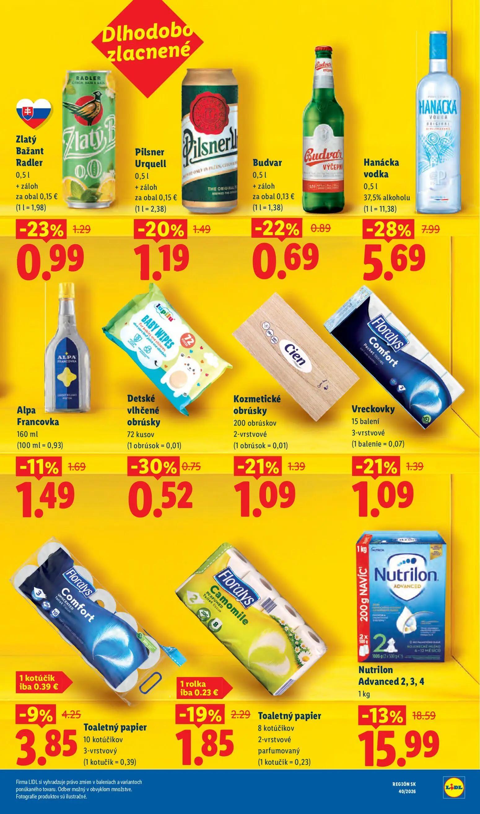 Lidl leták, strana 9 z 100 — Nutrilon Advanced 2, 3, 4, Hanácka vodka, Toaletný papier parfumovaný