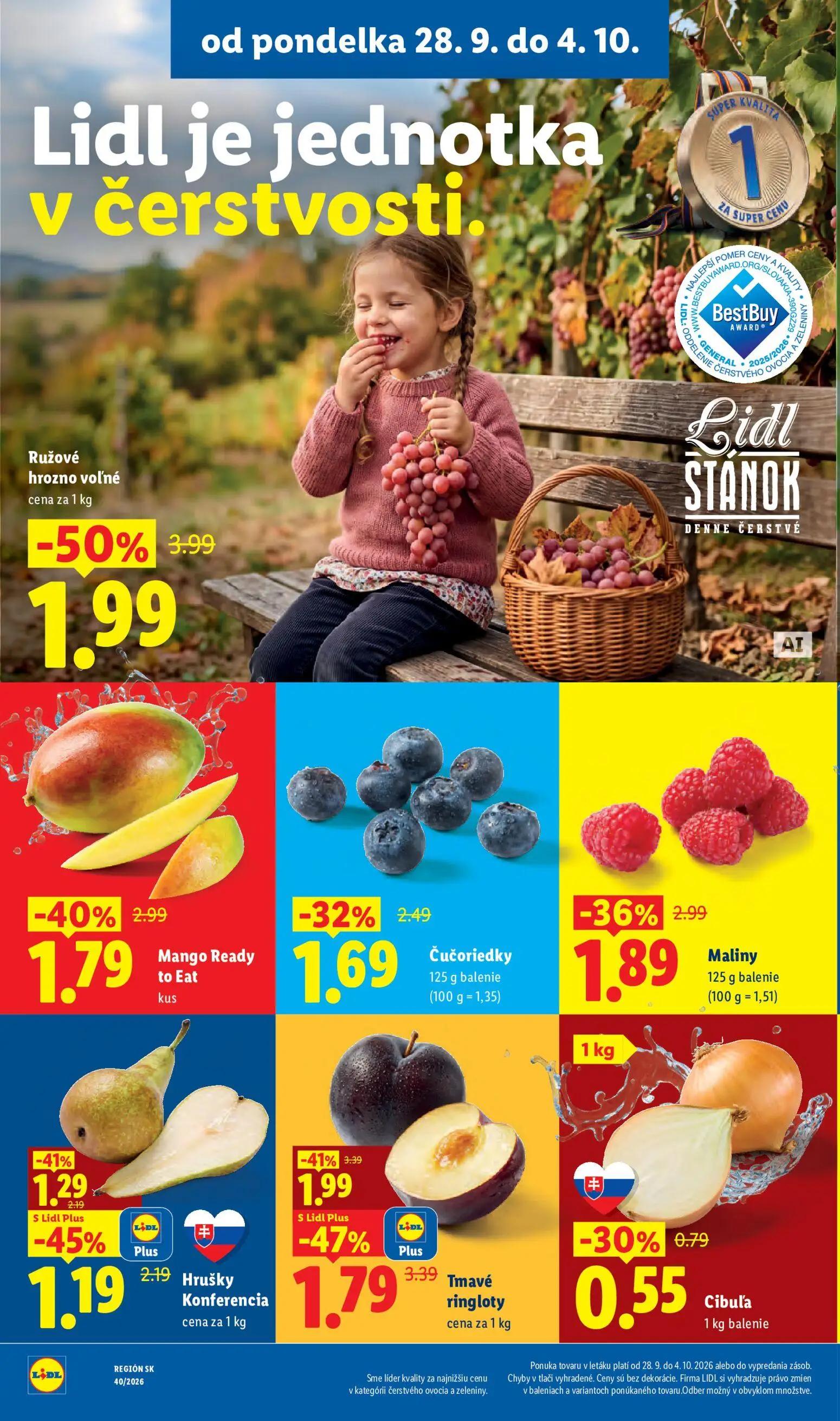Lidl leták, strana 12 z 100 — Ružové hrozno voľné, Tmavé ringloty, Mango Ready to Eat
