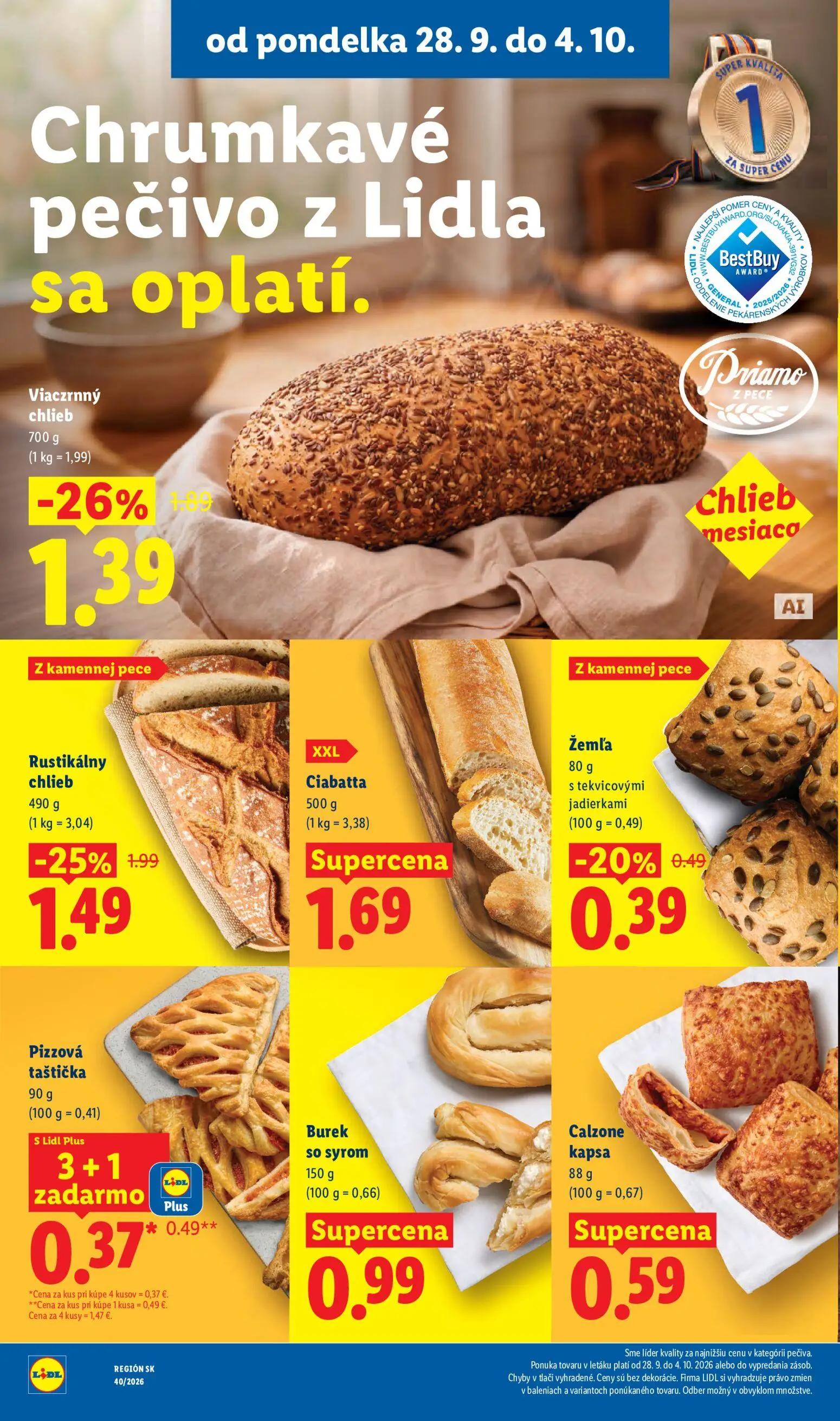 Lidl leták, strana 18 z 100 — Viaczrnný chlieb, Rustikálny chlieb, Pizzová taštička