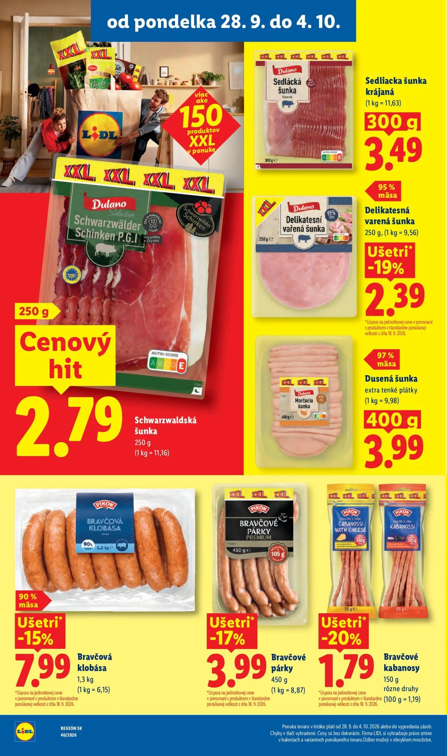 Lidl leták, strana 24 z 100 — Bravčová klobása, Bravčové párky, Delikatesná varená šunka