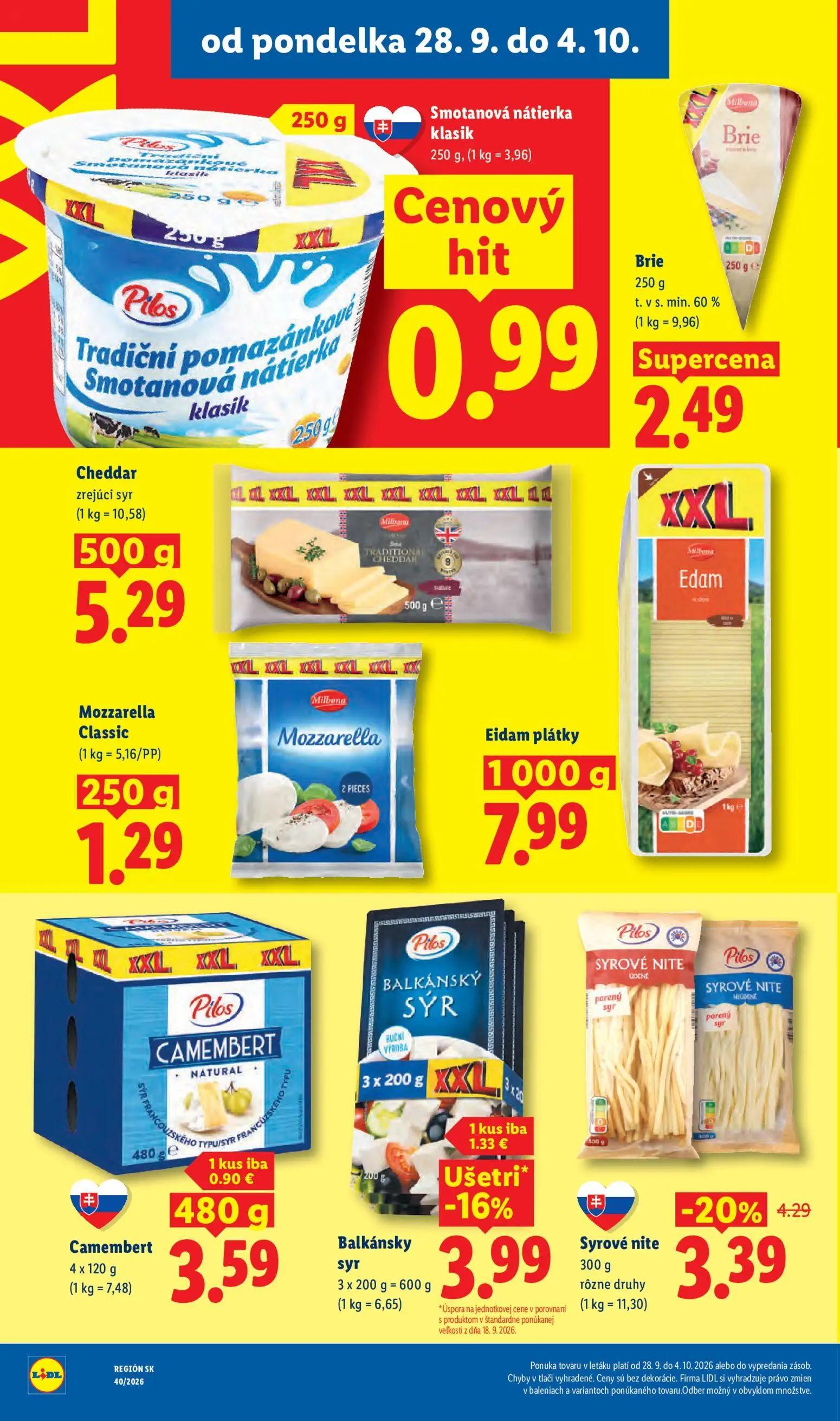 Lidl leták, strana 26 z 100 — Syrové nite, Balkánsky syr, Smotanová nátierka klasik