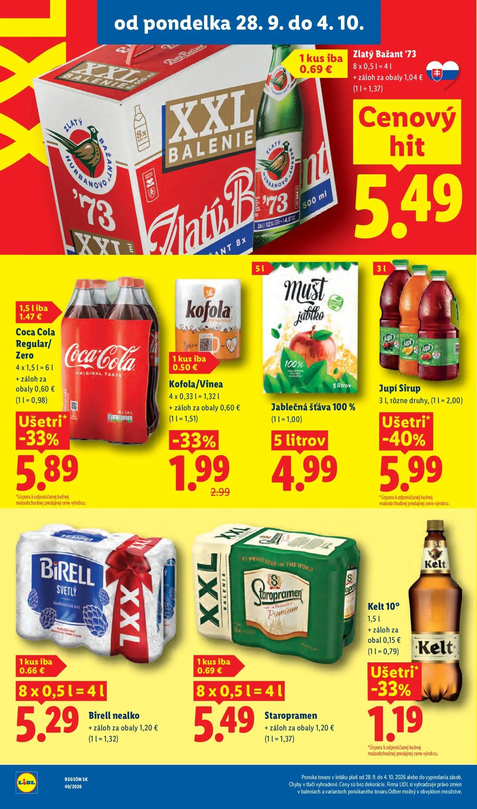 Lidl leták, strana 37 z 100 — Jupí Sirup, Coca Cola Regular/Zero, Kofola/Vinea