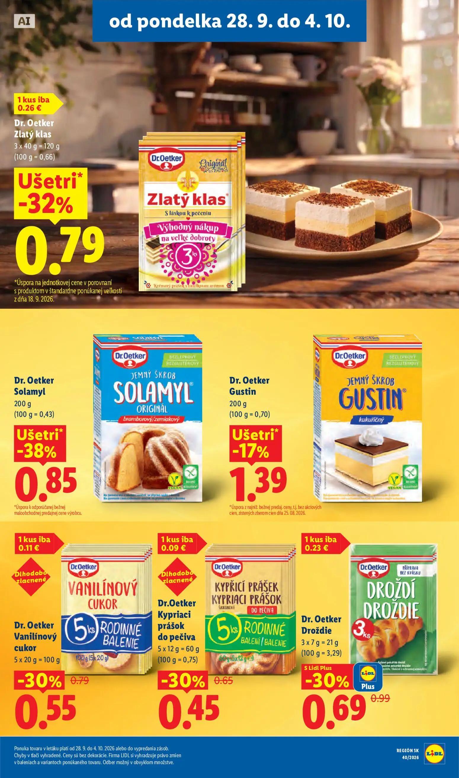 Lidl leták, strana 43 z 100 — Dr. Oetker Solamyl, Dr. Oetker Zlatý klas, Dr. Oetker Droždie