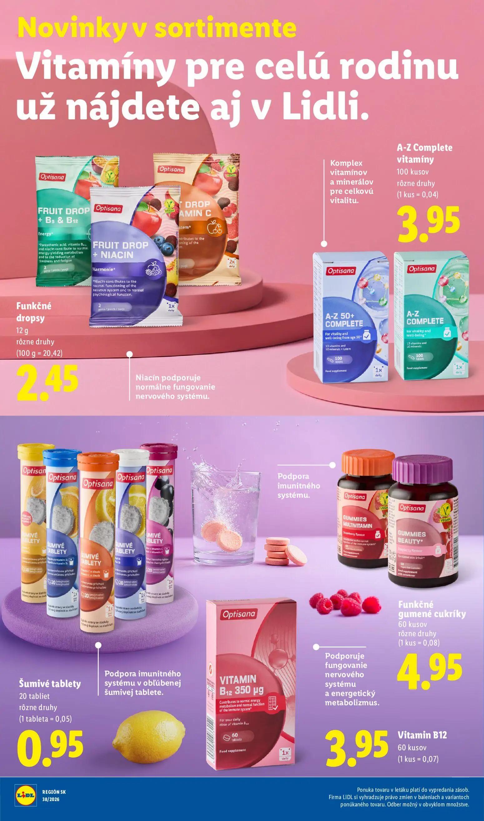 Lidl leták, strana 46 z 100 — Funkčné dropsy, A-Z Complete vitamíny, Šumivé tablety
