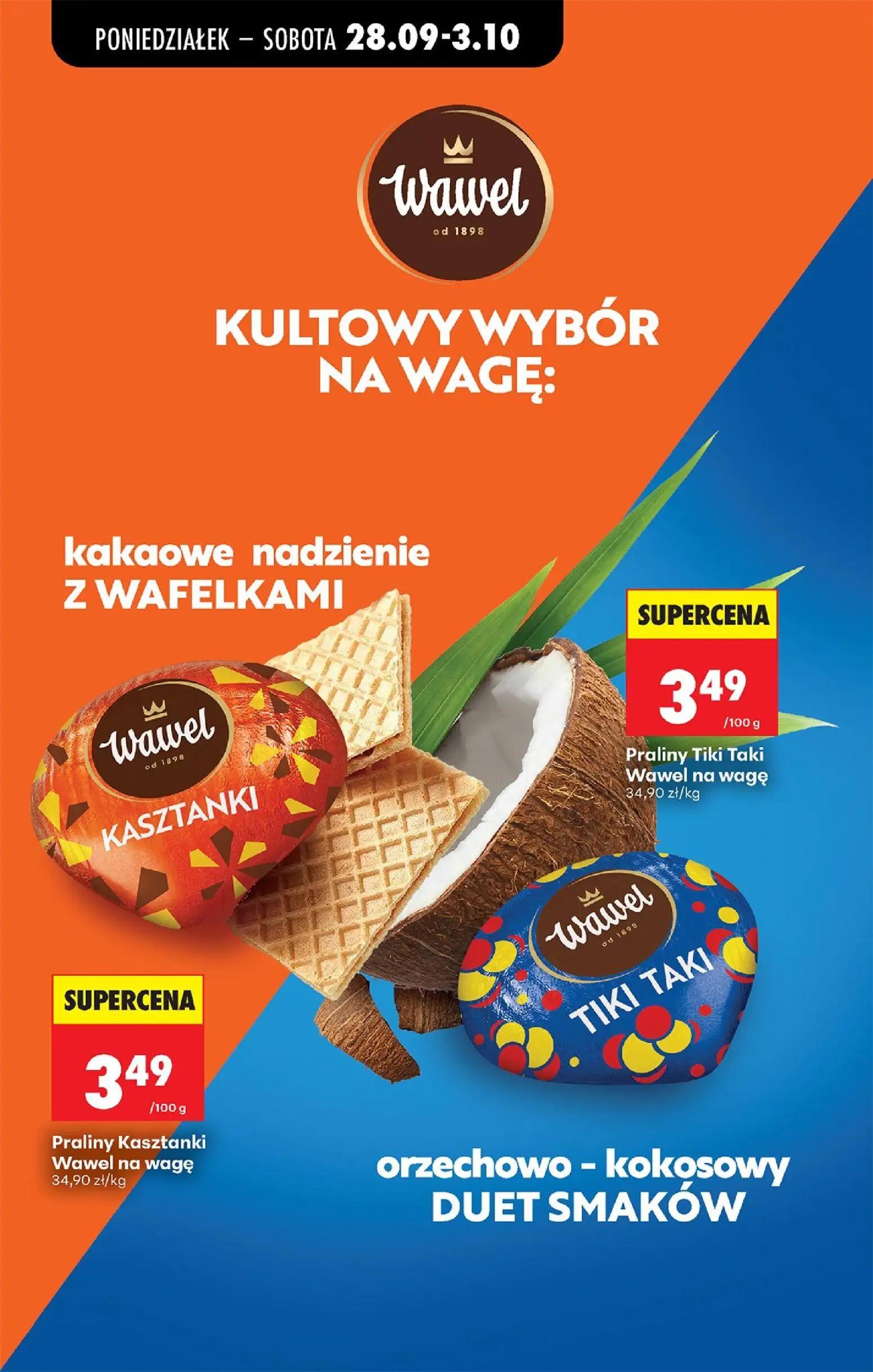 Biedronka gazetka, strona 78 z 106 — Praliny Tiki Taki Wawel na wagę, Praliny Kasztanki Wawel na wagę