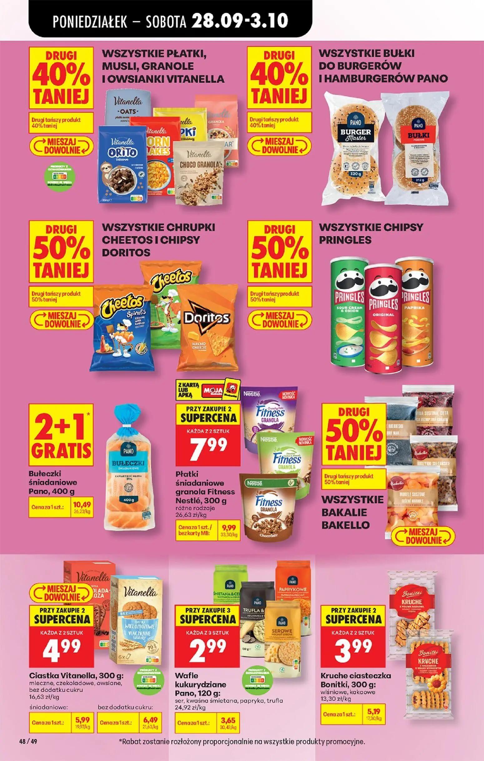 Biedronka gazetka, strona 80 z 106 — Bułeczki śniadaniowe Pano, Płatki śniadaniowe granola Fitness Nestlé, Płatki śniadaniow…