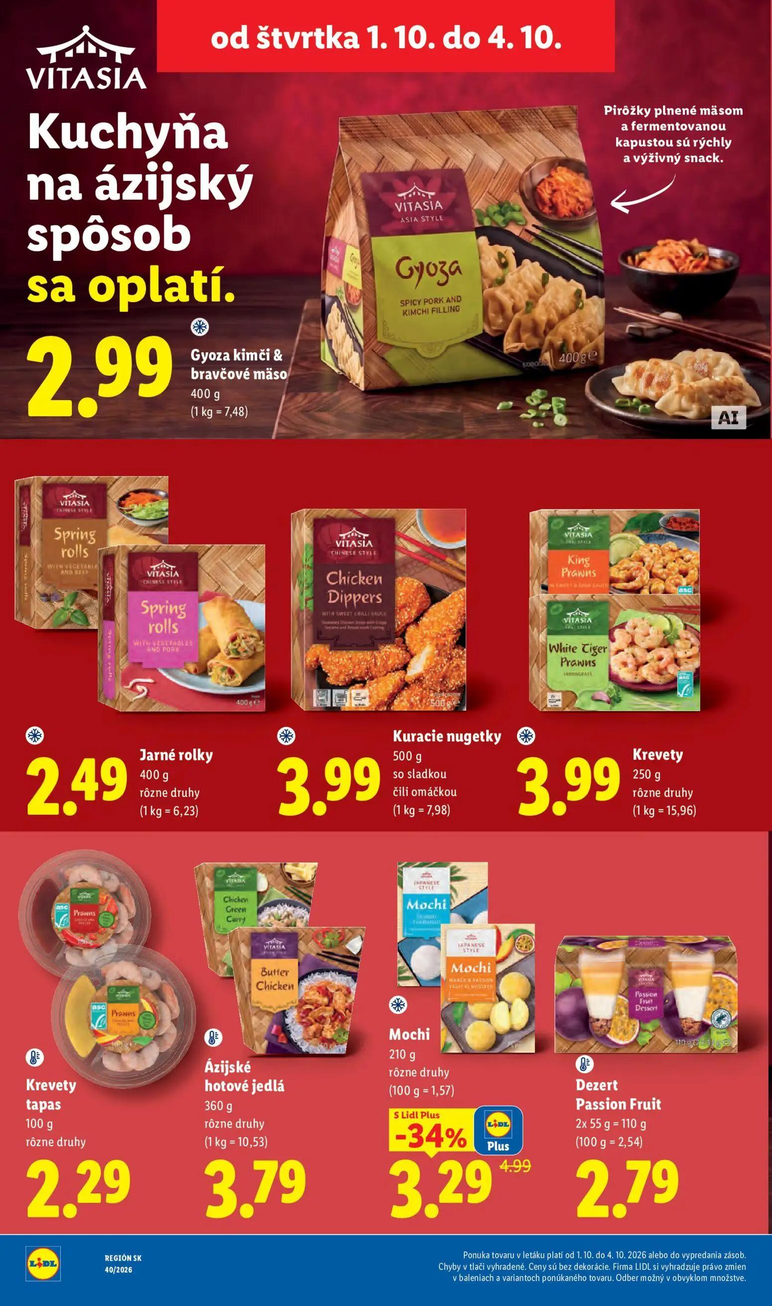 Lidl leták, strana 70 z 100 — Mochi, Gyoza kimči & bravčové mäso, Jarné rolky
