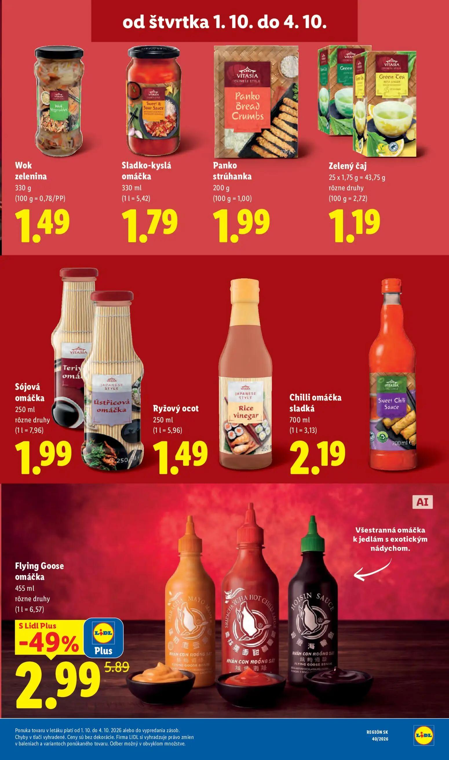Lidl leták, strana 71 z 100 — Flying Goose omáčka, Wok zelenina, Sladko-kyslá omáčka