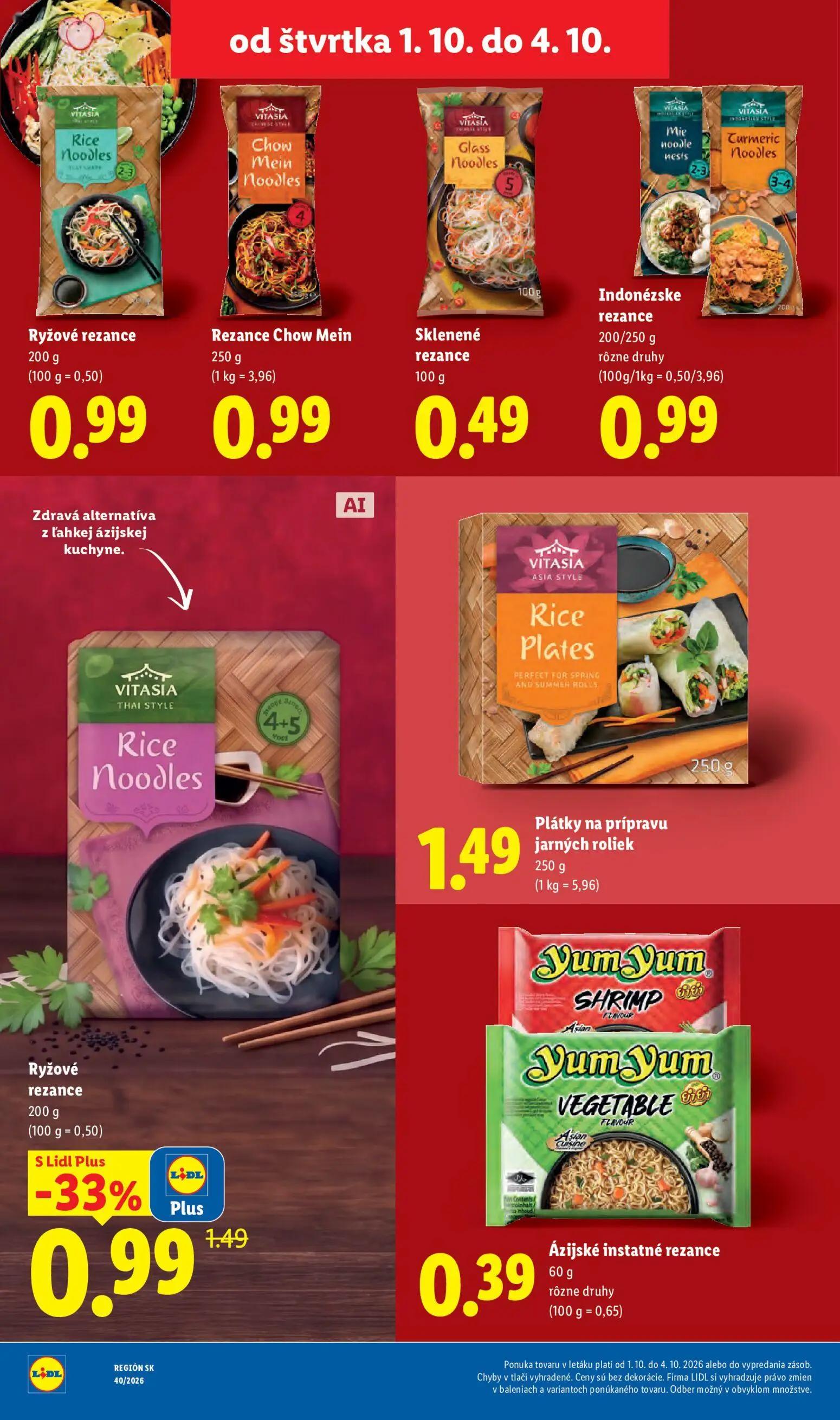 Lidl leták, strana 72 z 100 — Ryžové rezance, Ryžové rezance, Rezance Chow Mein