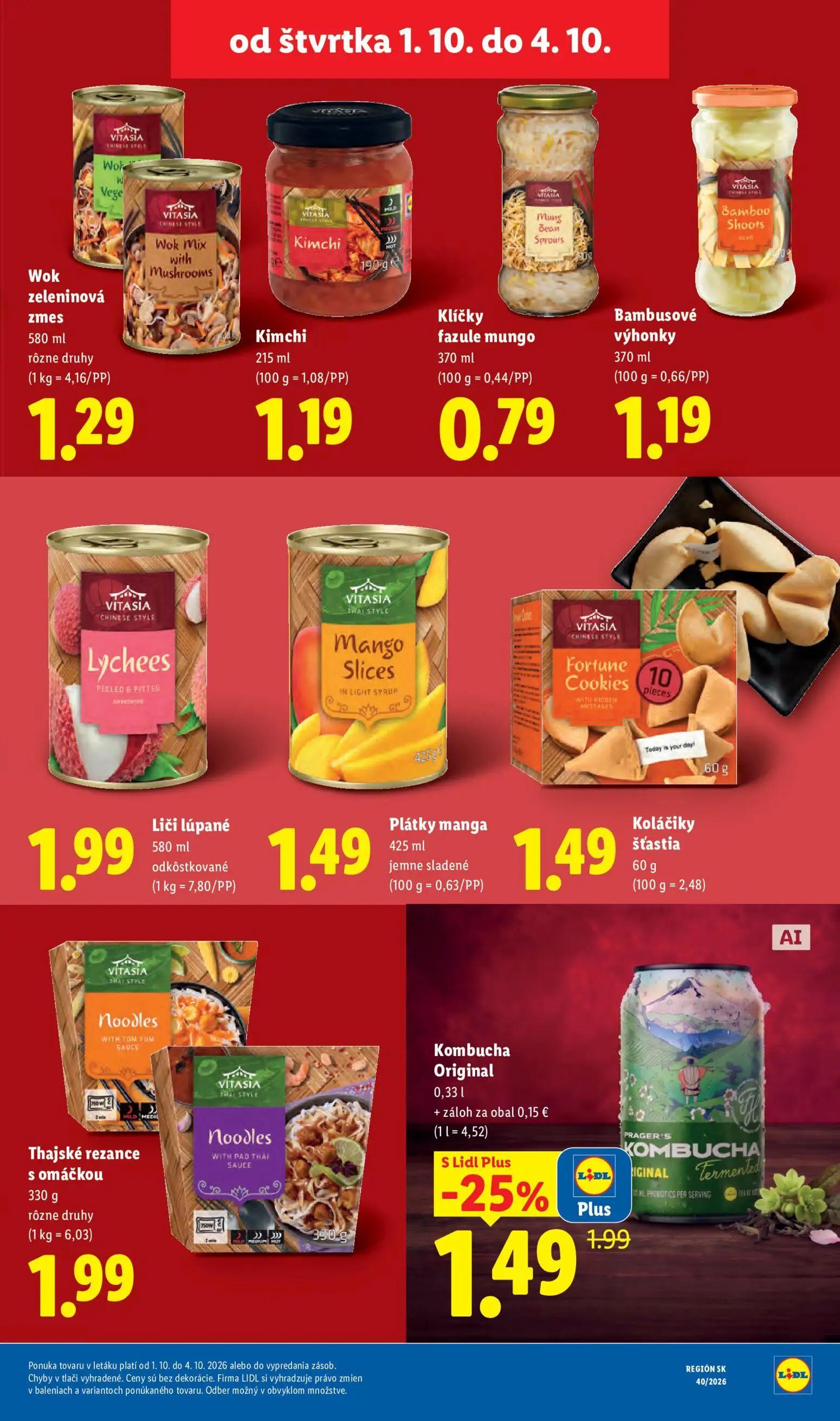 Lidl leták, strana 73 z 100 — Kombucha Original, Wok zeleninová zmes, Kimchi