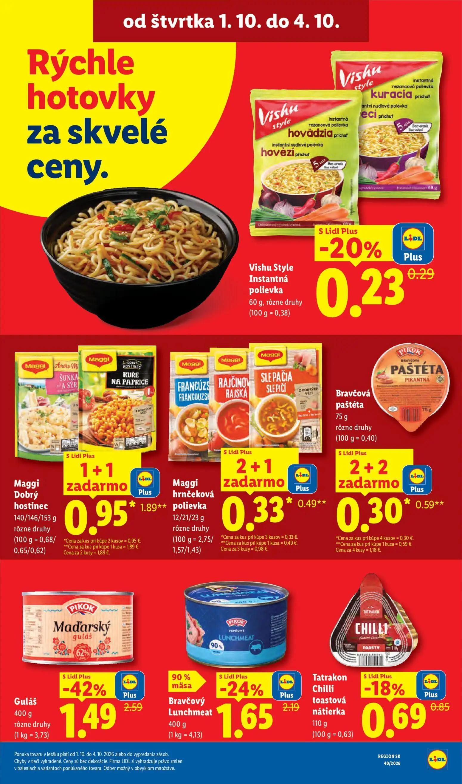 Lidl leták, strana 78 z 100 — Guláš, Maggi Dobrý hostinec, Bravčový Lunchmeat