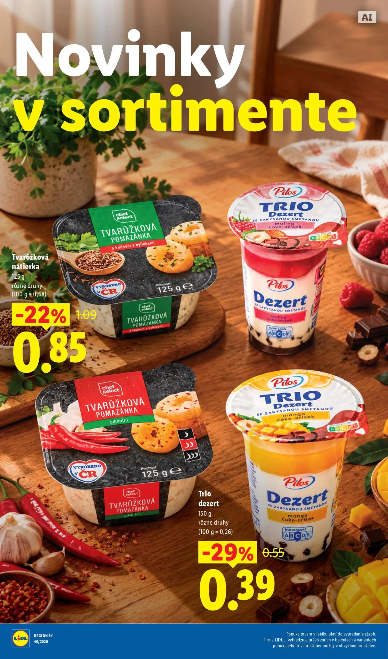 Lidl leták, strana 79 z 100 — Tvarôžková nátierka, Trio dezert
