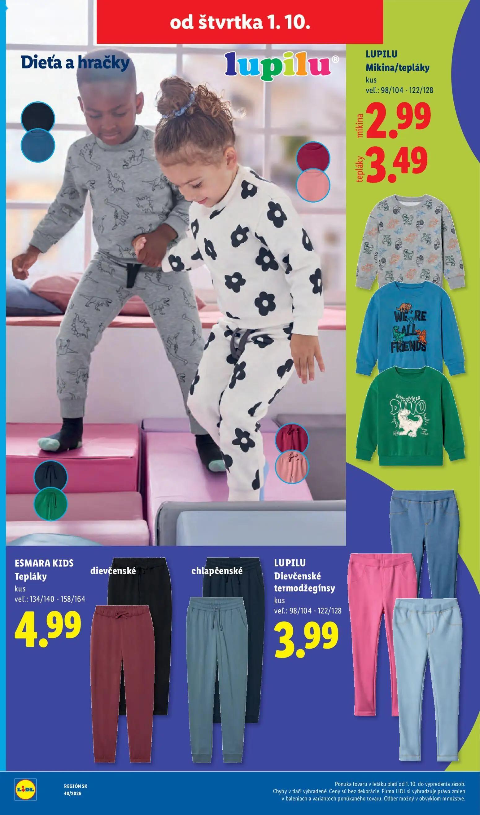 Lidl leták, strana 88 z 100 — Mikina/tepláky, ESMARA KIDS Tepláky dievčenské, chlapčenské